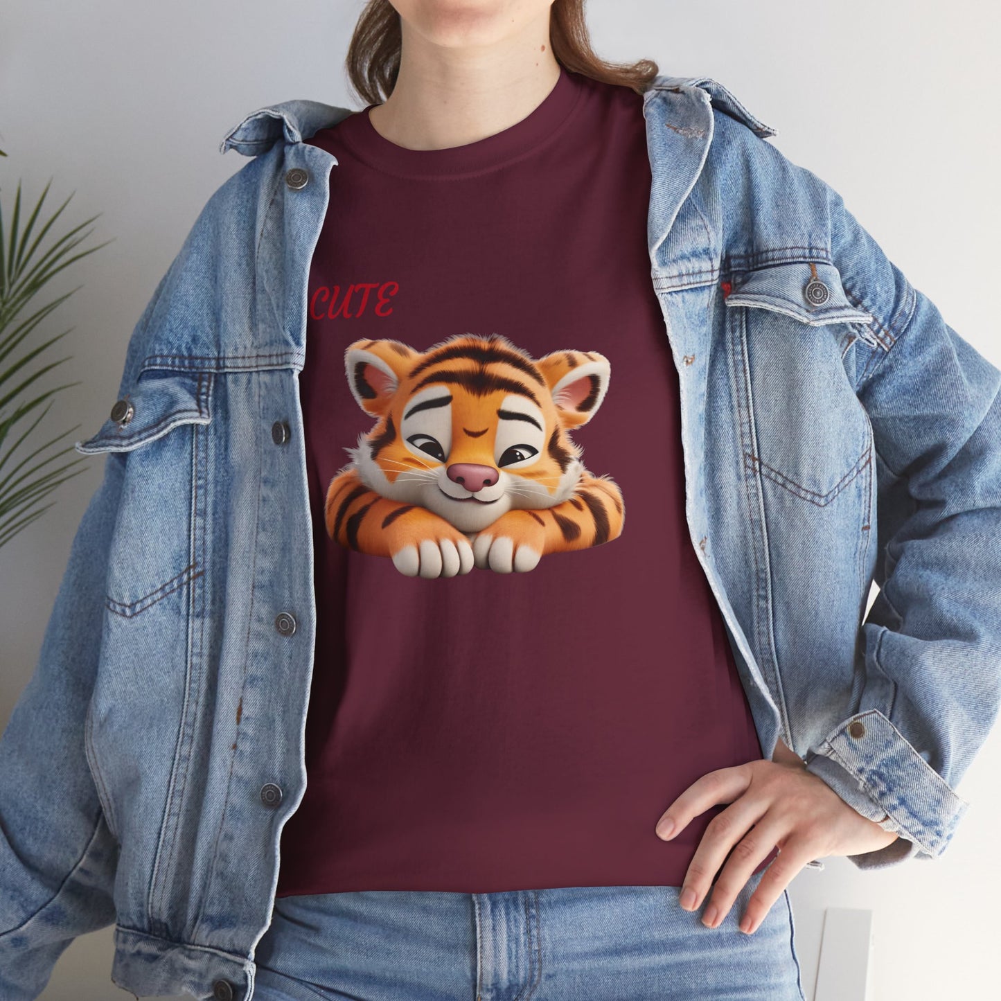 Princess Grace Cute Tiger Graphic Unisex Heavy Cotton Tee Perfect for Animal Lovers and Everyday Comfort