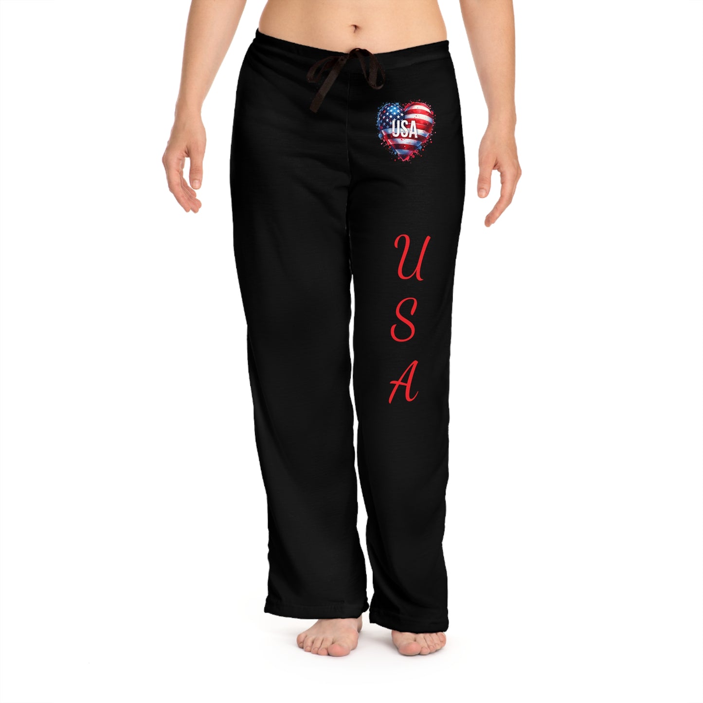 Princess Grace Patriotic Pajama Pants USA Heart Design