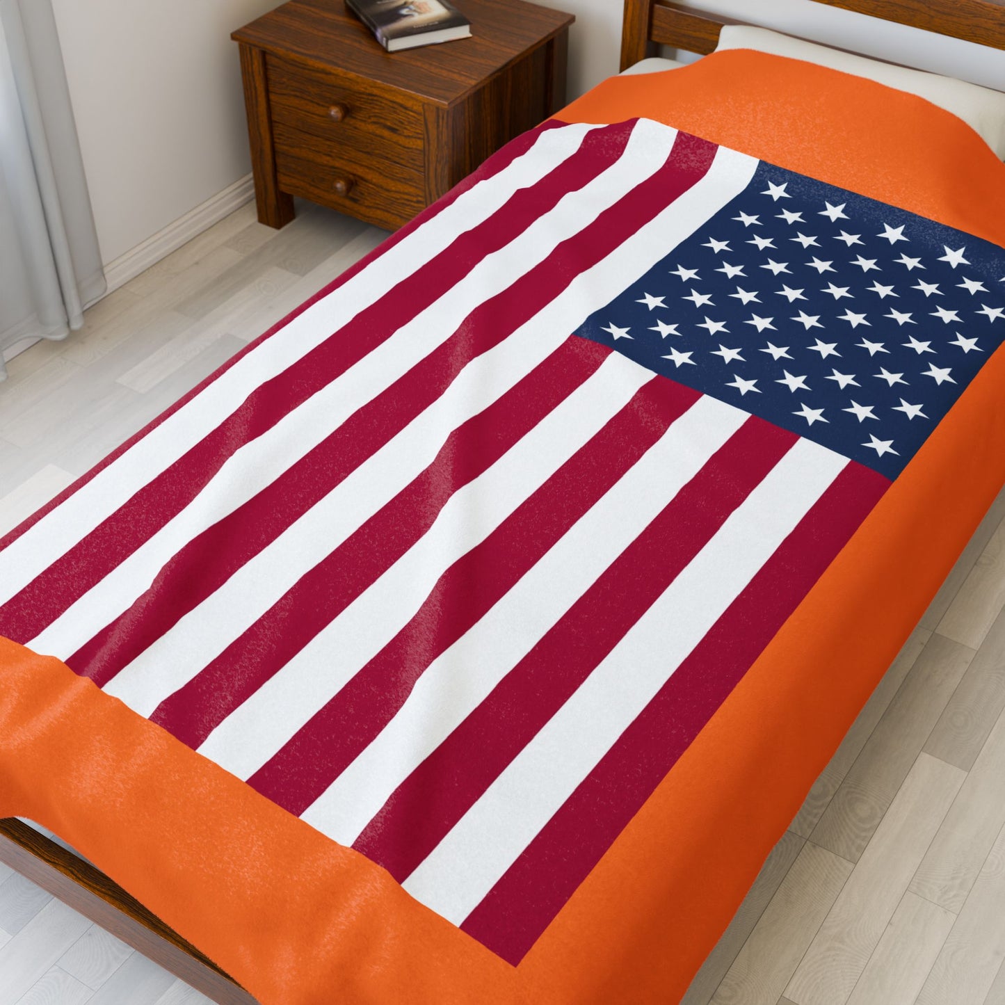 Princess Grace Cozy American Flag Velveteen Plush Blanket Ideal for Home Decor & Celebrations