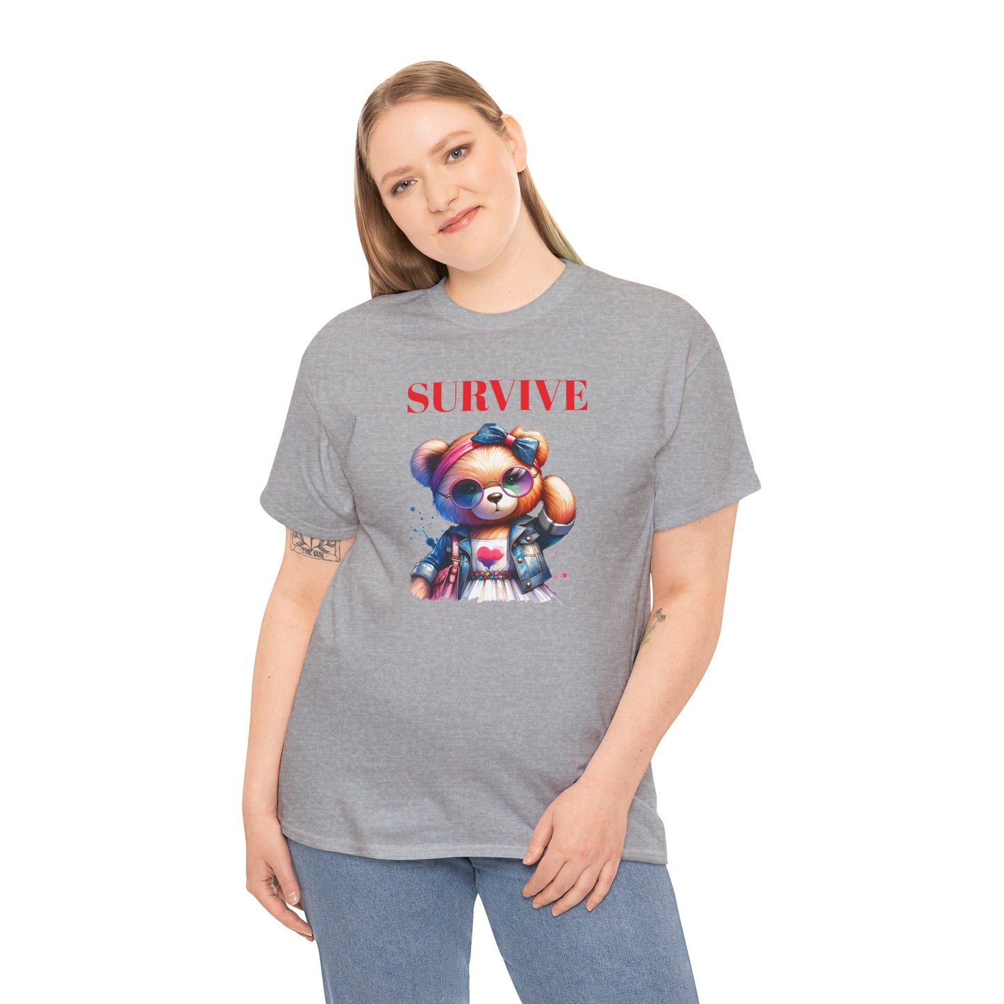 Princess Grace Survive Vibe Unisex Heavy Cotton Tee Fun and Edgy Graphic Tee for Casual Wear