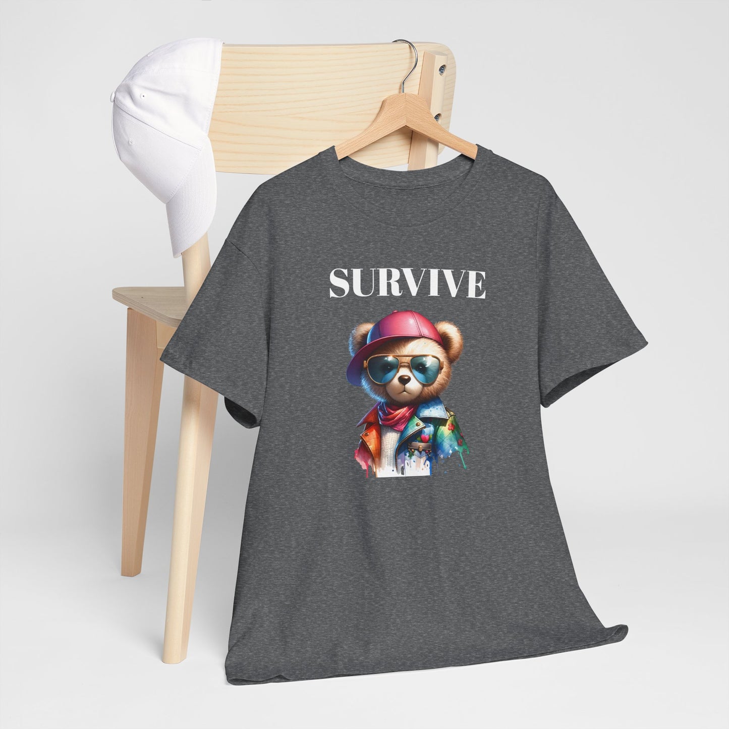 Princess Grace Survive Bear Unisex Heavy Cotton Tee Cool Graphic T-Shirt for Casual Style