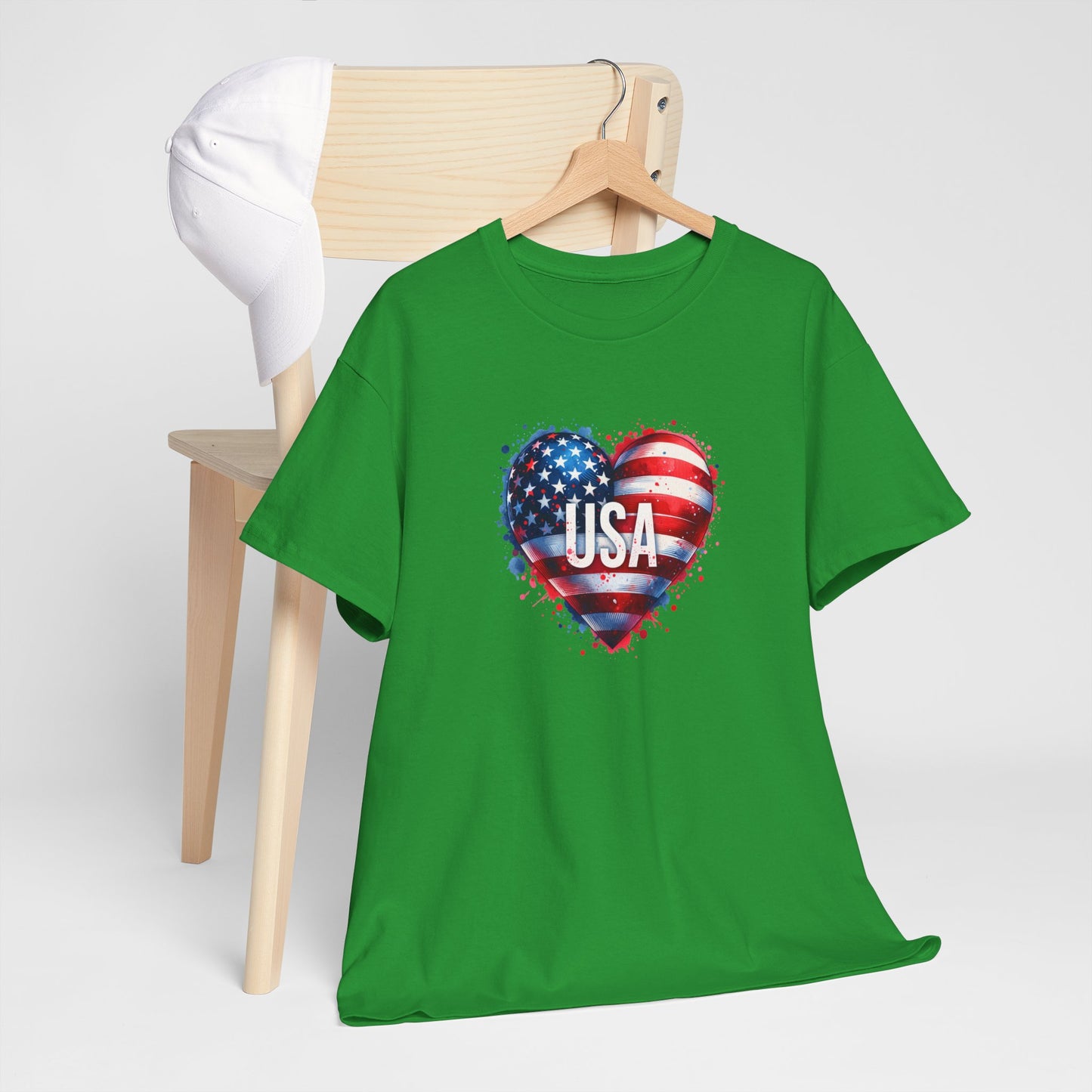 Princess Grace Patriotic Heart Unisex Cotton Tee USA Freedom Shirt