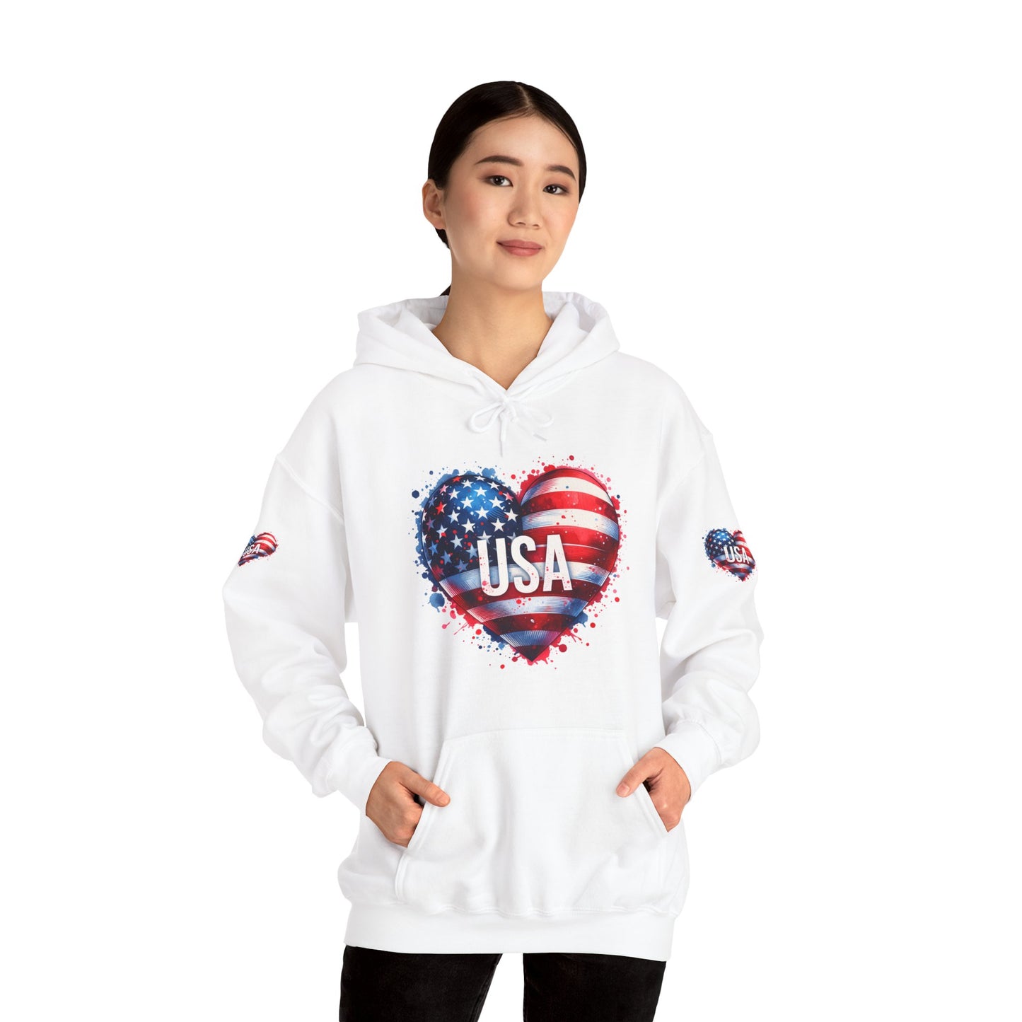 Princess Grace Patriotic Heart Hoodie for USA Lovers Unisex Heavy Blend