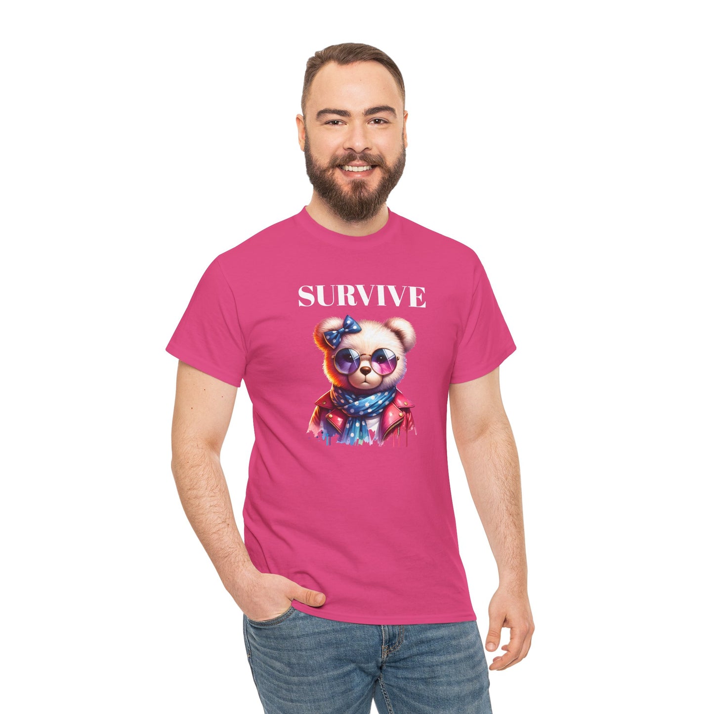 Princess Grace Cute Panda Illustration "Survive" Unisex Heavy Cotton Tee