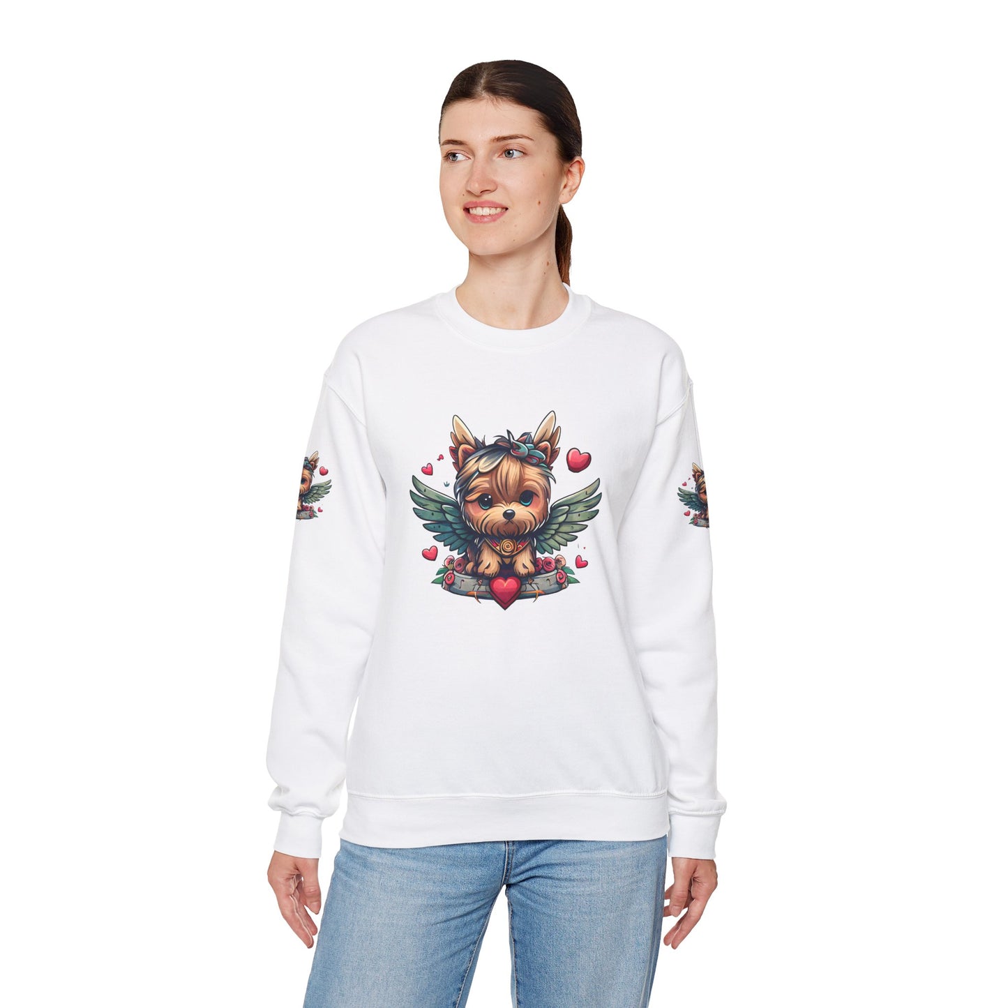 Princess Grace Cute Yorkie Wings Crewneck Sweatshirt Perfect Gift for Dog Lovers