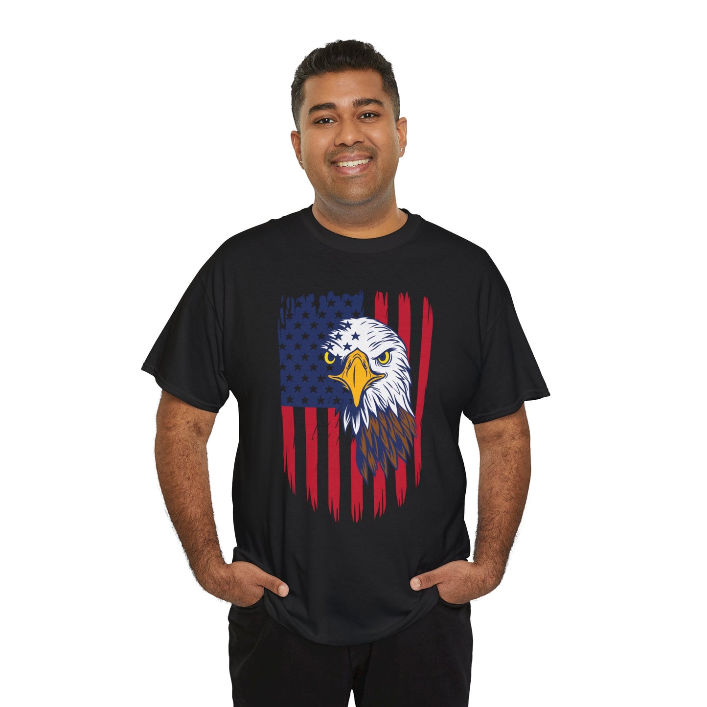Princess Grace Eagle & American Flag Unisex Heavy Cotton Tee Patriotic Apparel for All Occasions