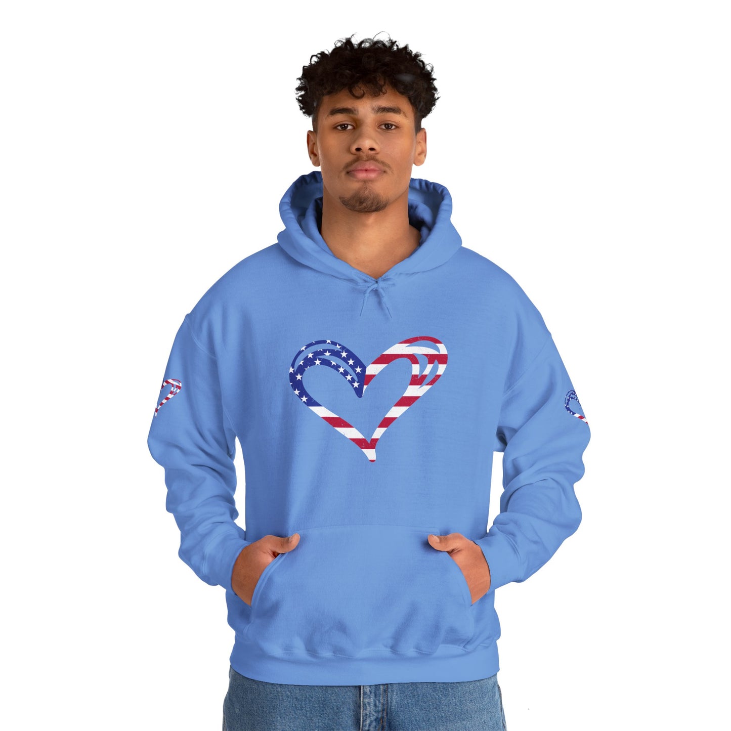 Princess Grace Patriotic Heart Unisex Hoodie Comfortable Heavy Blend Sweatshirt for Independence Day and Everyday Wear