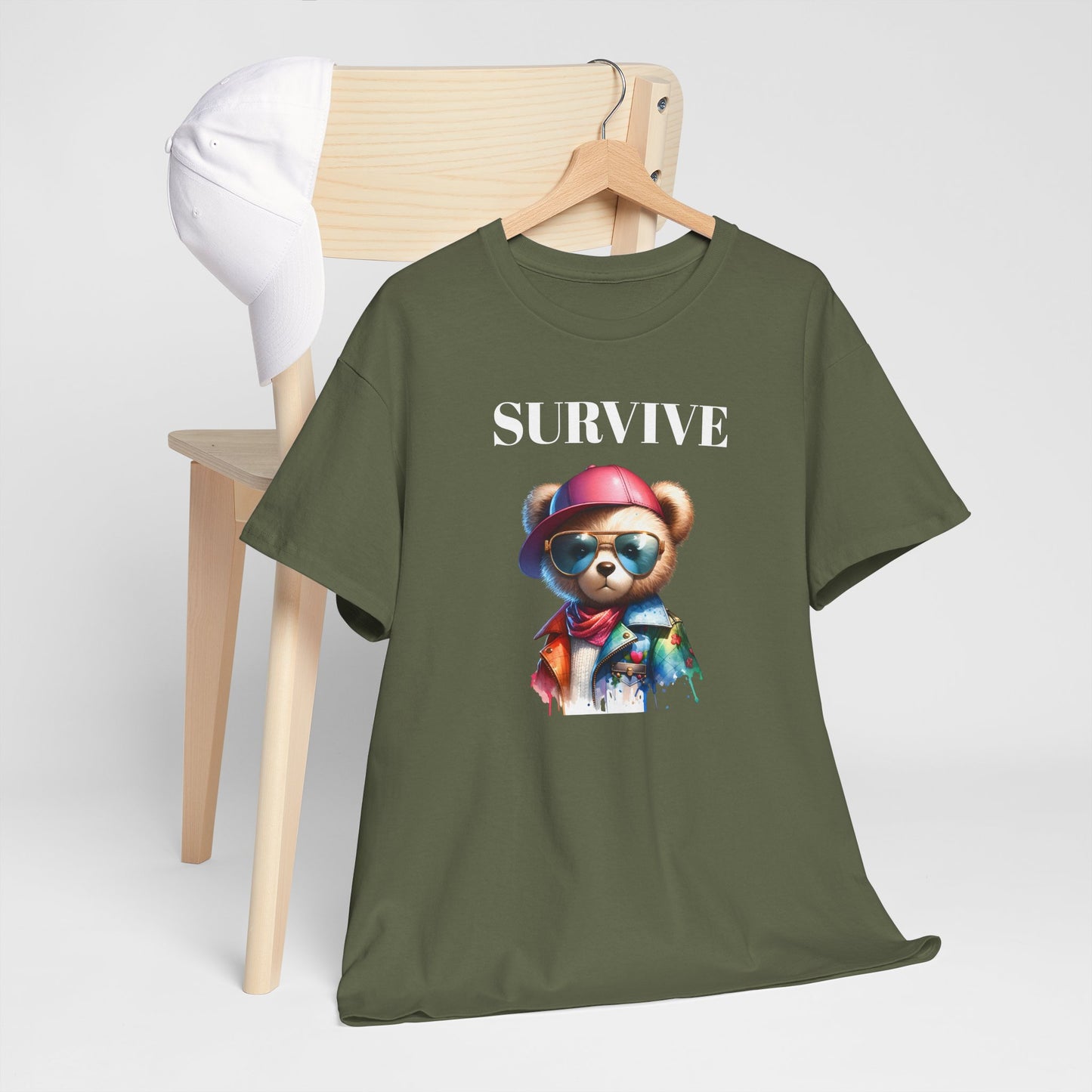 Princess Grace Survive Bear Unisex Heavy Cotton Tee Cool Graphic T-Shirt for Casual Style