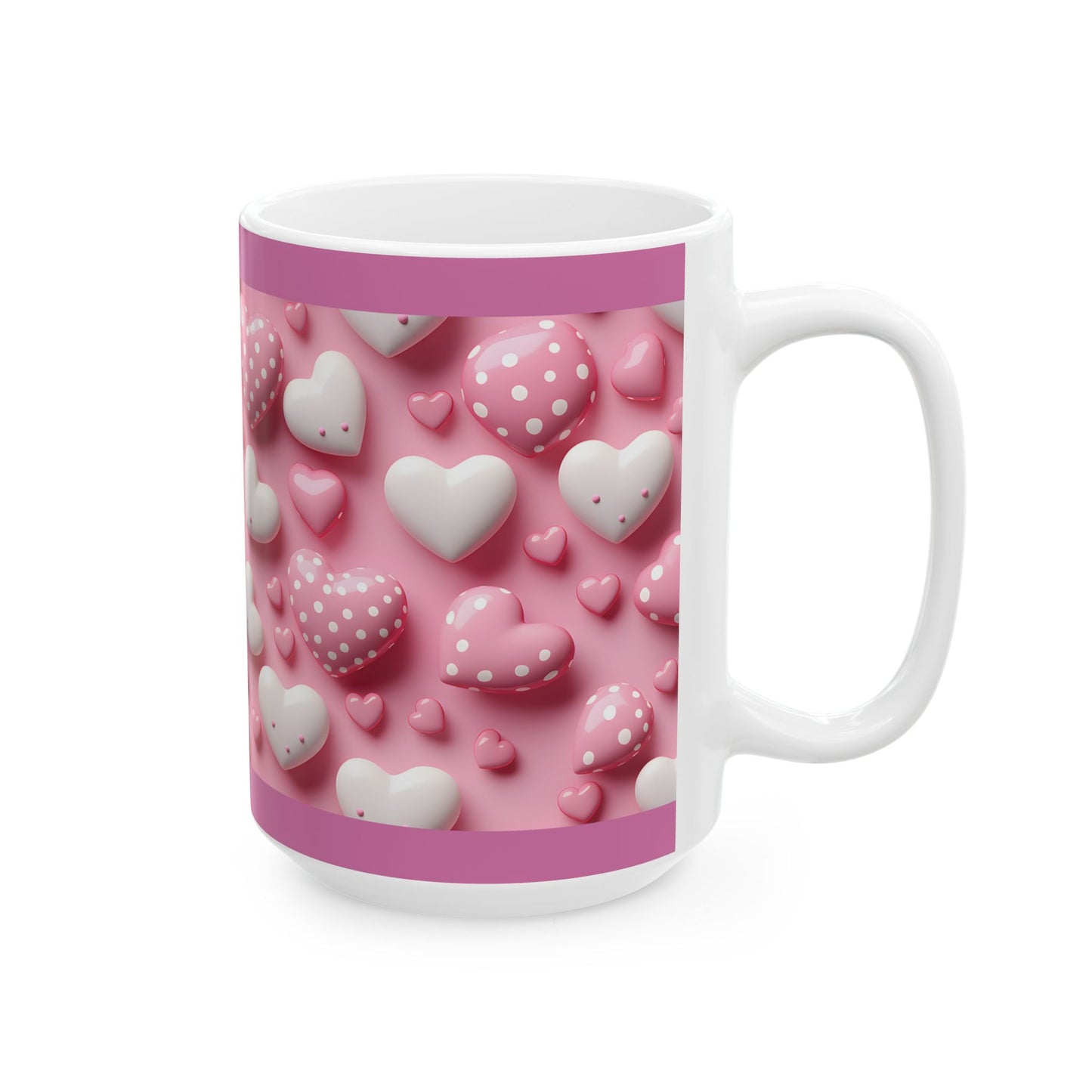 Princess Grace Romantic Heart Pattern Ceramic Mug Perfect for Valentine's Day & Love Celebrations