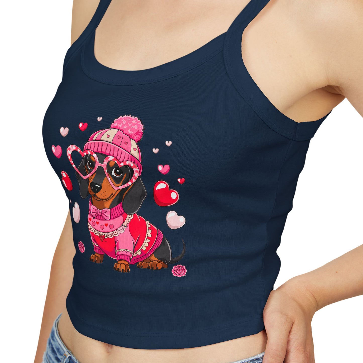 Princess Grace Cute Dachshund Love Women's Spaghetti Strap Tank Top