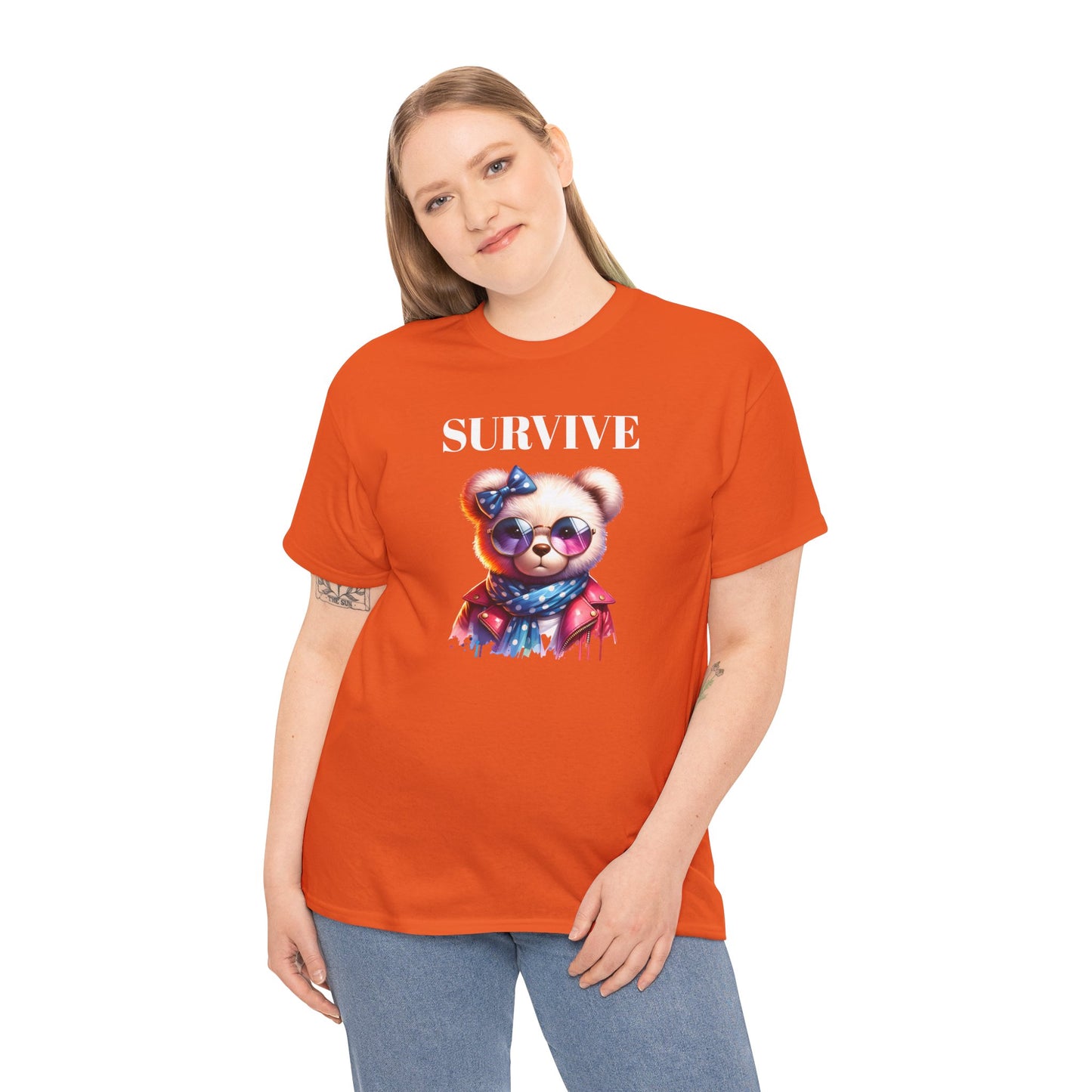 Princess Grace Cute Panda Illustration "Survive" Unisex Heavy Cotton Tee