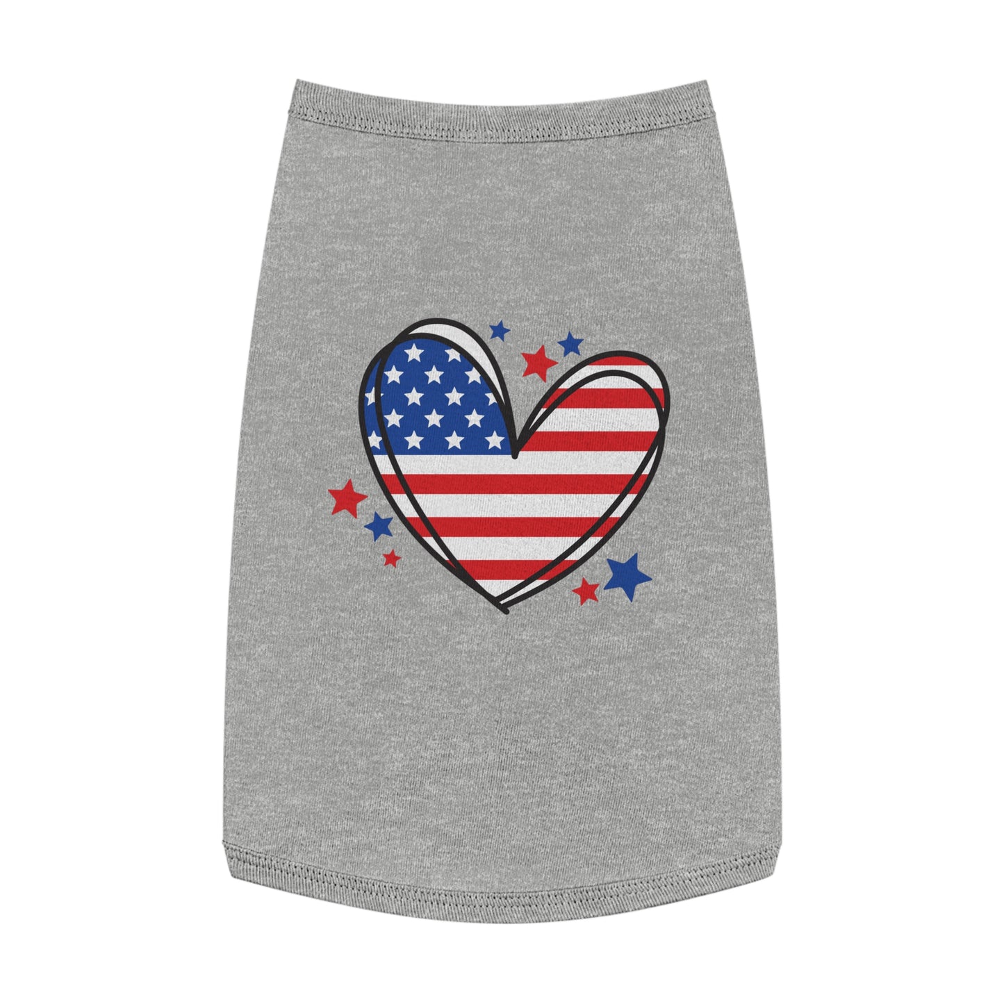Princess Grace Patriotic Heart Pet Tank Top for Independence Day Celebrations