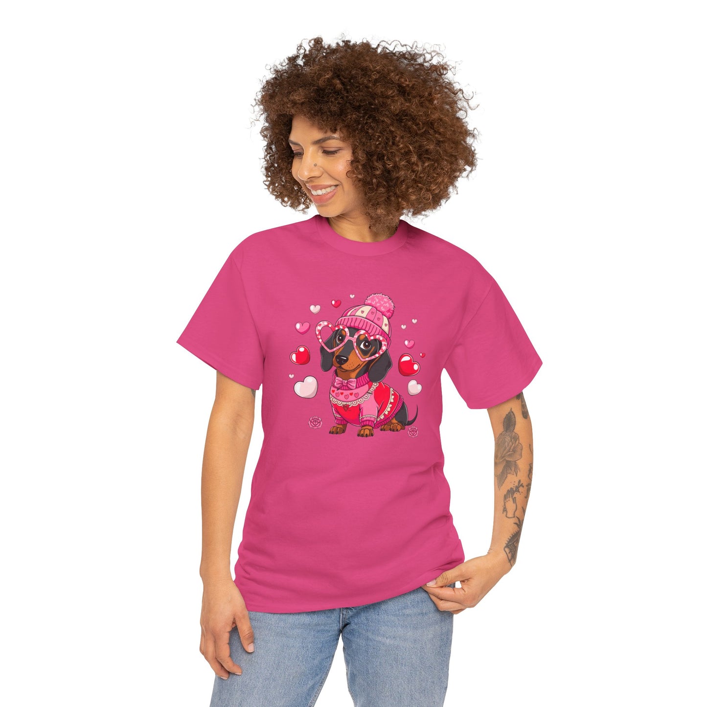 Princess Grace Cute Dachshund Love Graphic Tee Unisex Heavy Cotton Tee