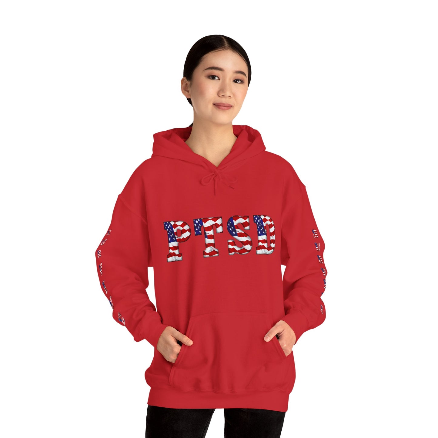 Princess Grace PTSD Awareness Unisex Heavy Blend Hoodie Support Survivors with American Flag Design