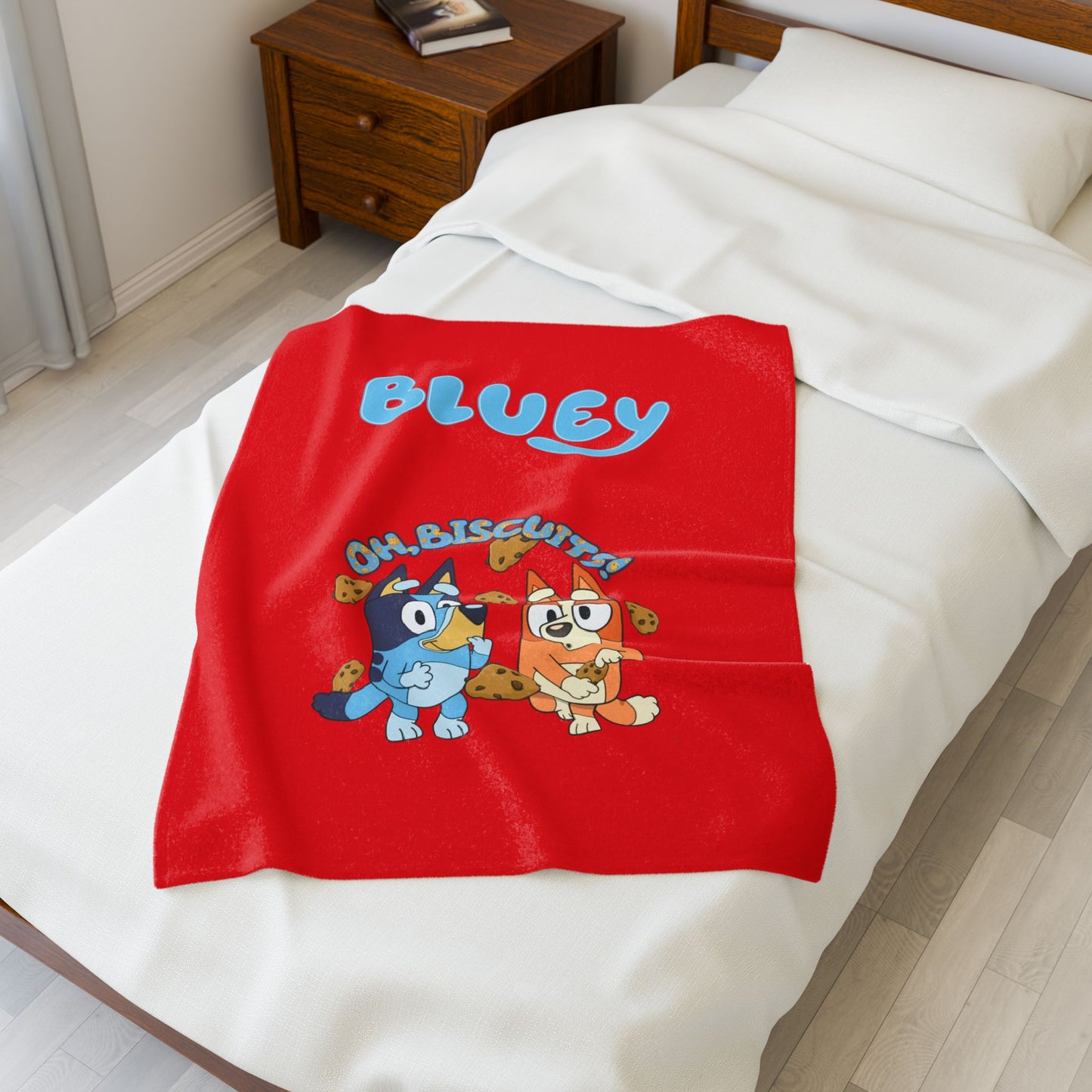 Princess Grace Bluey Oh Biscuits Velveteen Plush Blanket for Kids