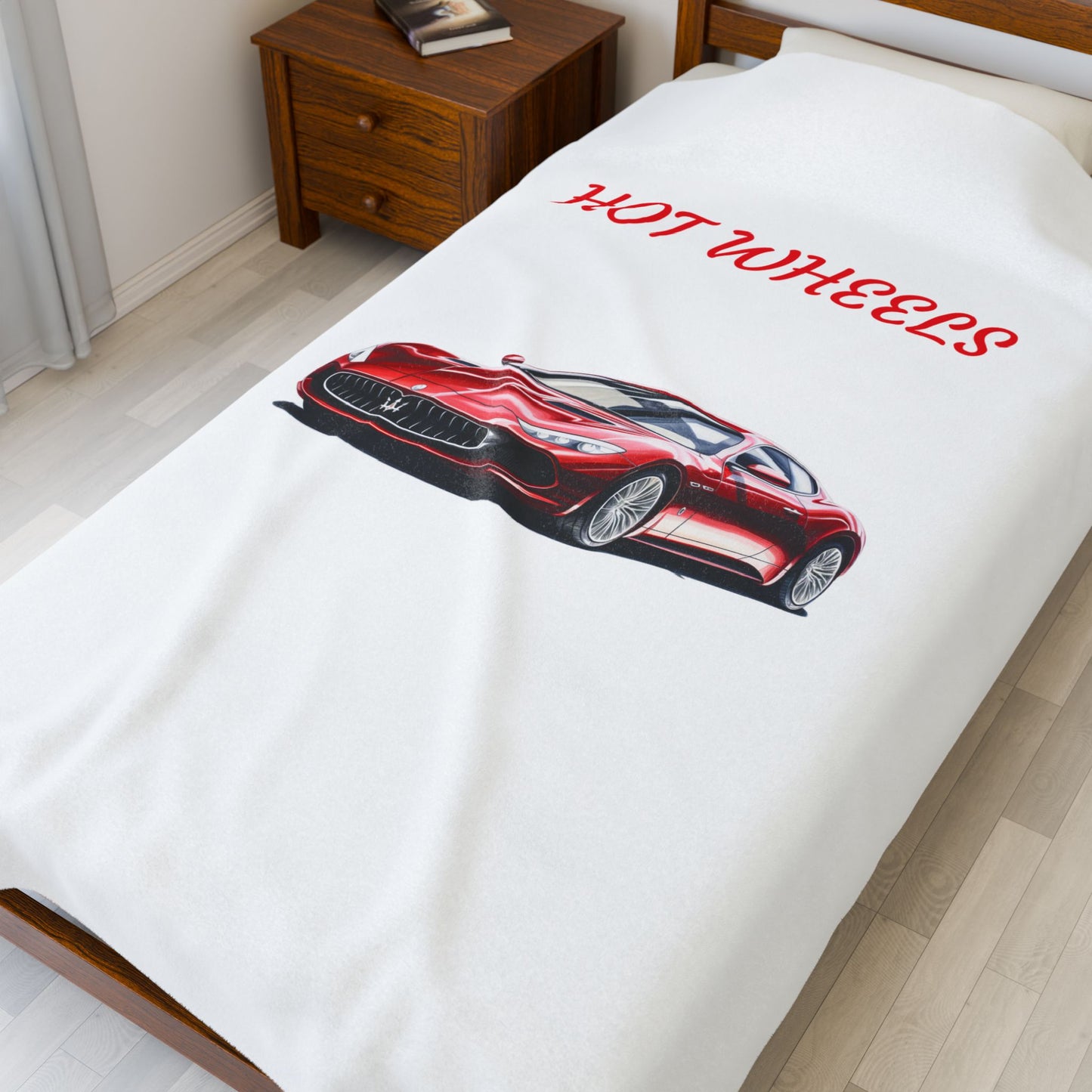 Princess Grace Hot Wheels Velveteen Plush Blanket Cozy Car Themed Throw for Car Enthusiasts