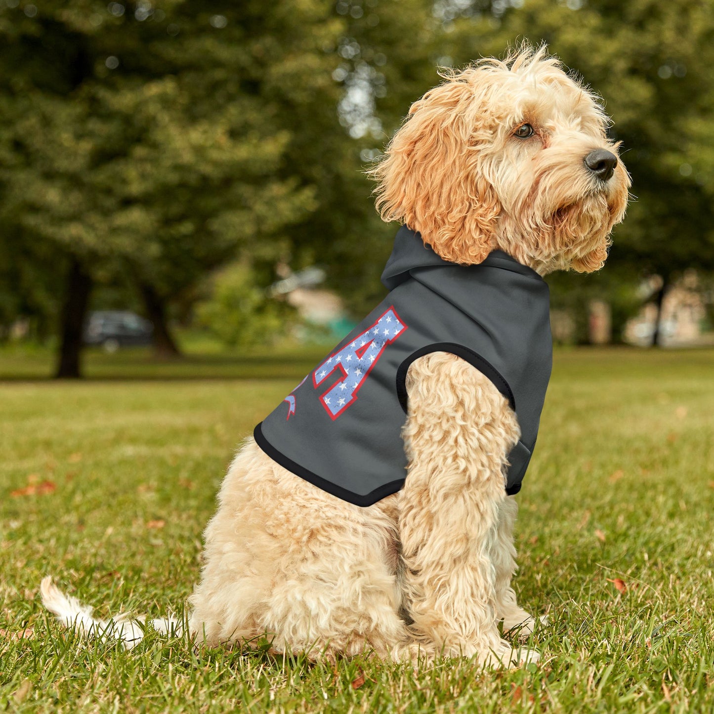 Princess Grace USA Stars & Stripes Pet Hoodie Stylish Dog Sweater for Festivals & Holidays