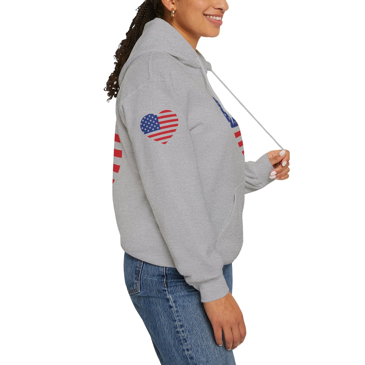 Princess Grace Patriotic Heart Design Unisex Hoodie Perfect for Holidays and Celebrations