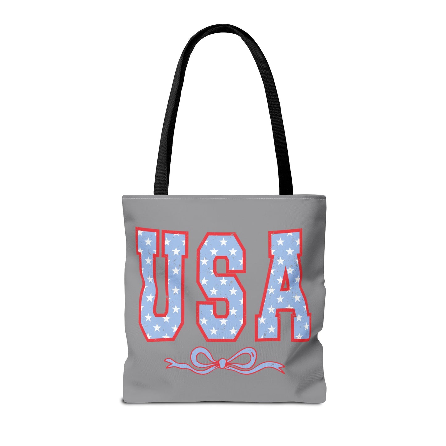 Princess Grace Patriotic USA Tote Bag Stars & Bow Design for Independence Day