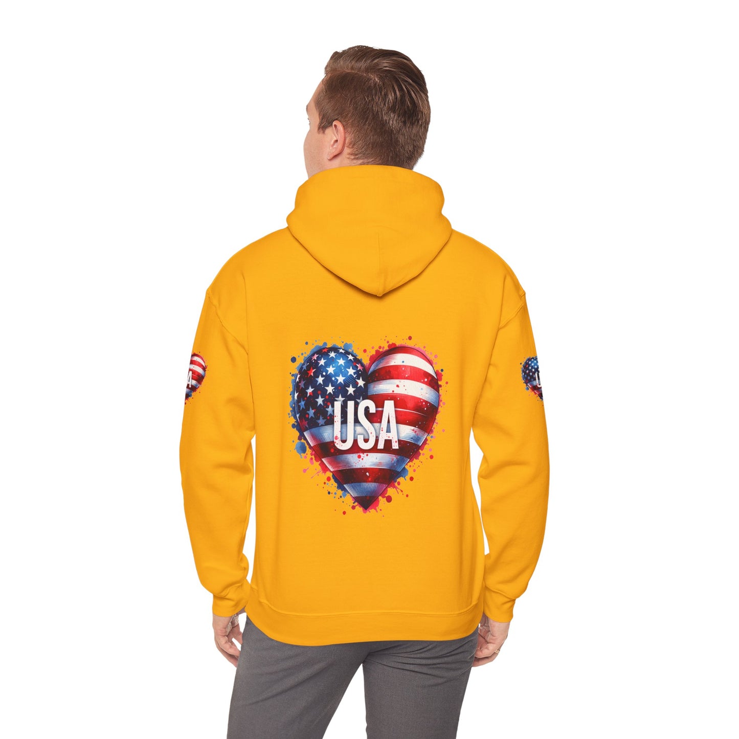 Princess Grace Patriotic Heart Hoodie for USA Lovers Unisex Heavy Blend