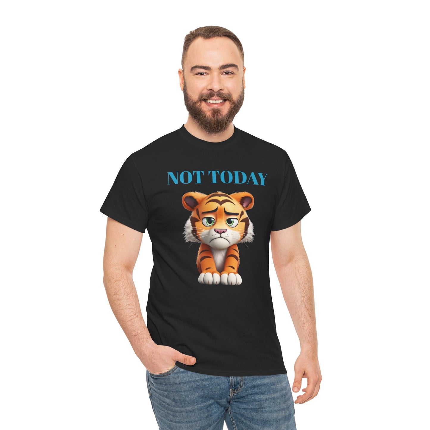 Princess Grace Not Today Tiger Unisex Heavy Cotton Tee Casual Fun Cat Graphic Shirt