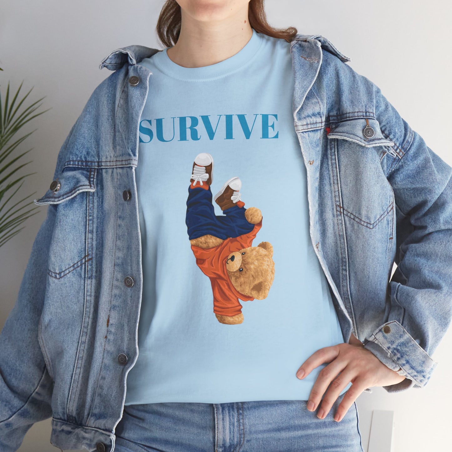 Princess Grace Survive Bear Graphic Unisex Heavy Cotton Tee Casual Streetwear Tee for Everyday Adventures
