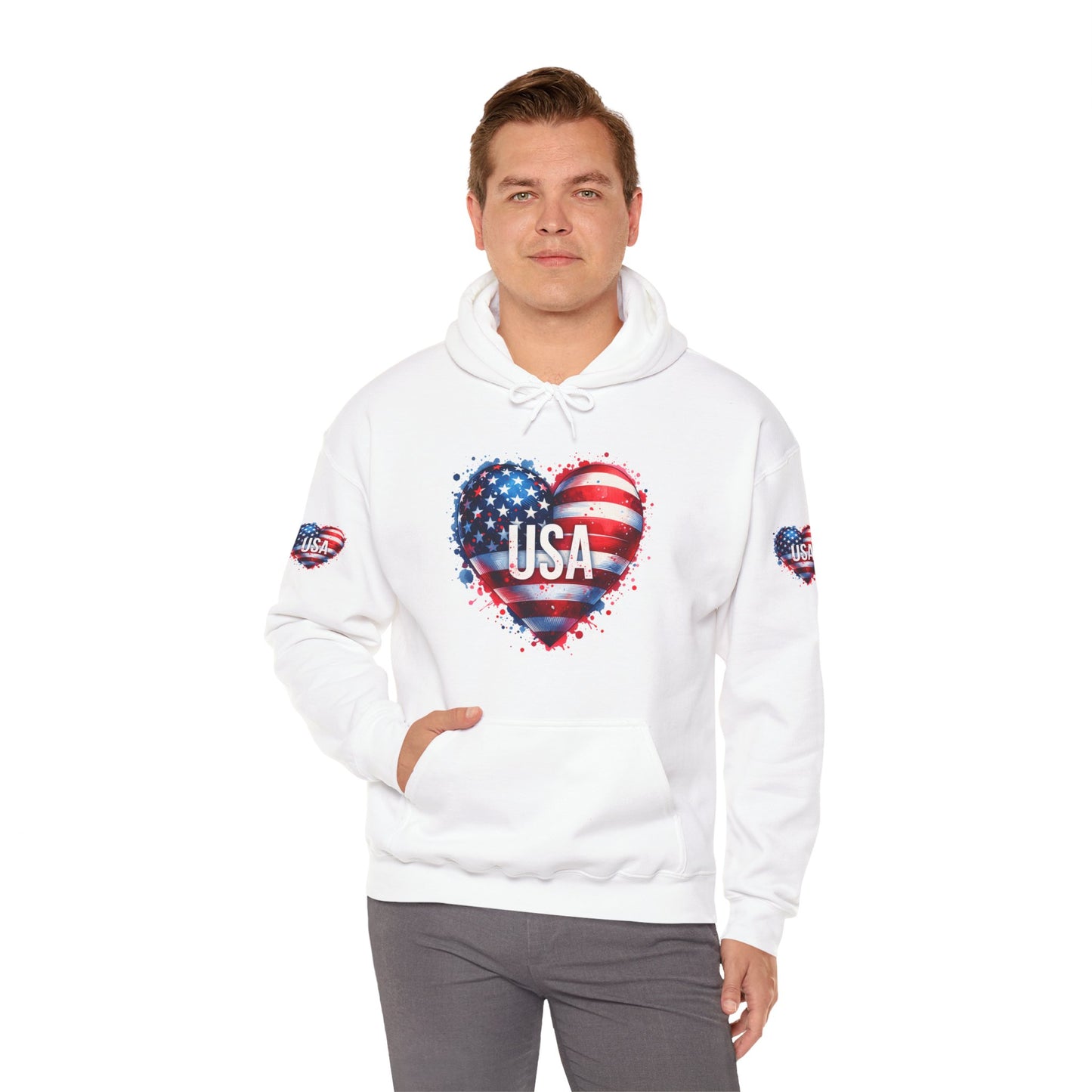 Princess Grace Patriotic Heart Hoodie for USA Lovers Unisex Heavy Blend