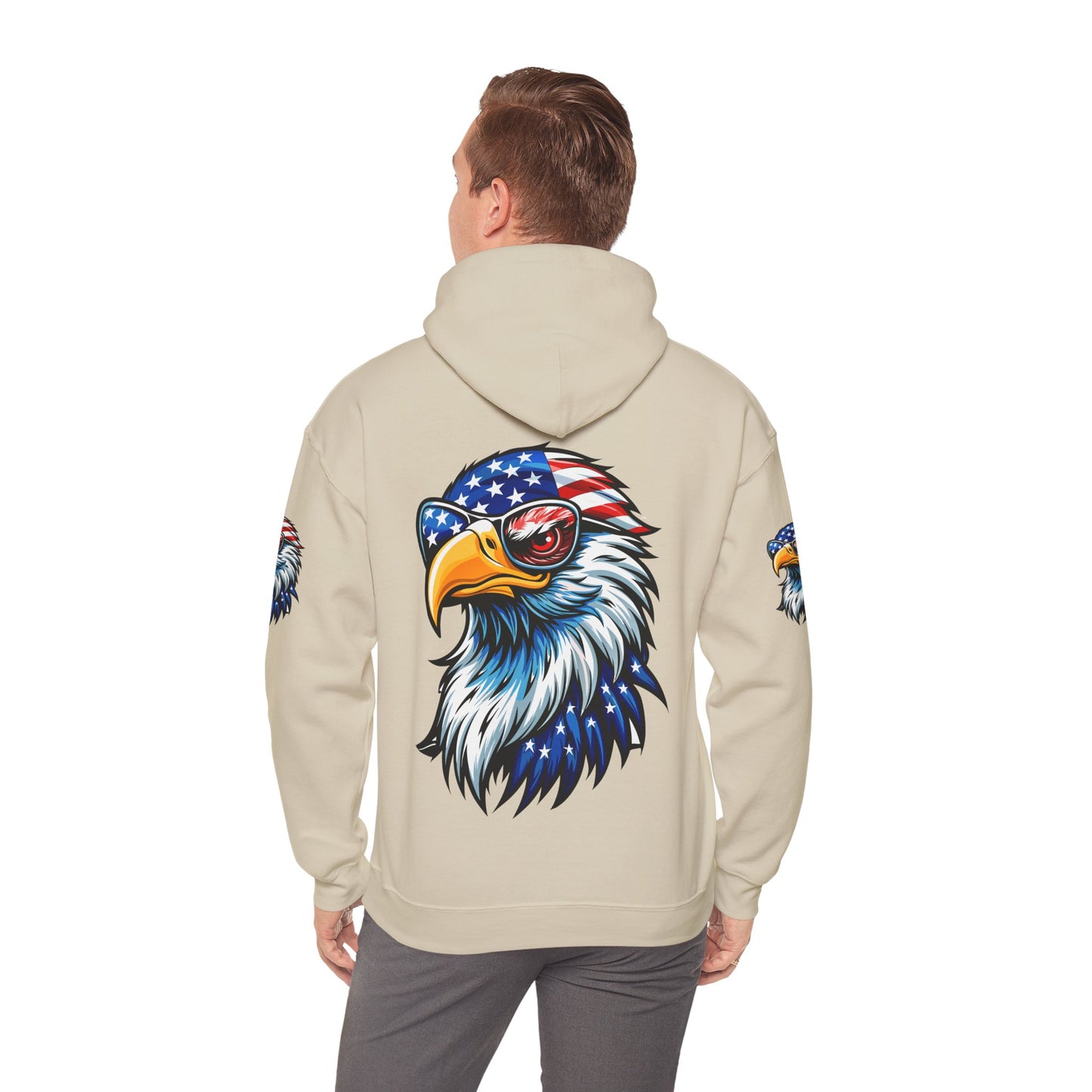 Princess Grace Patriotic Eagle Hoodie Unisex Heavy Blend Sweatshirt with USA Flag Design