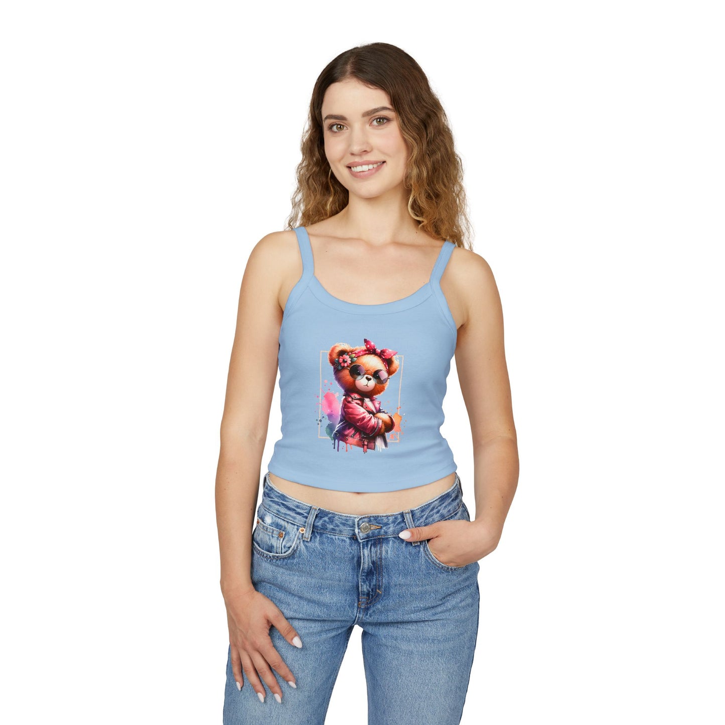 Princess Grace Cute Graphic Women's Spaghetti Strap Tank Top Trendy Bear Design
