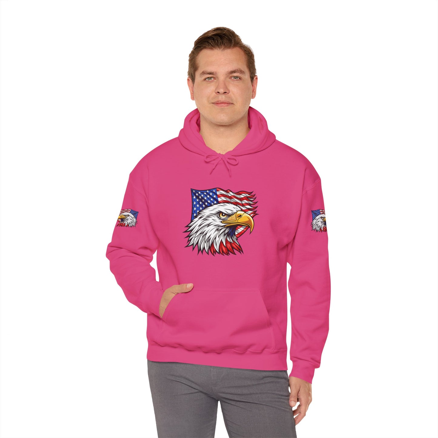 Princess Grace Patriotic Eagle Hoodie Unisex Heavy Blend Sweatshirt with American Flag Design