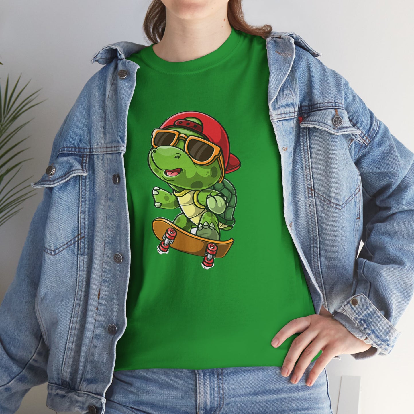 Princess Grace Cool Skateboarding Turtle Unisex Heavy Cotton Tee