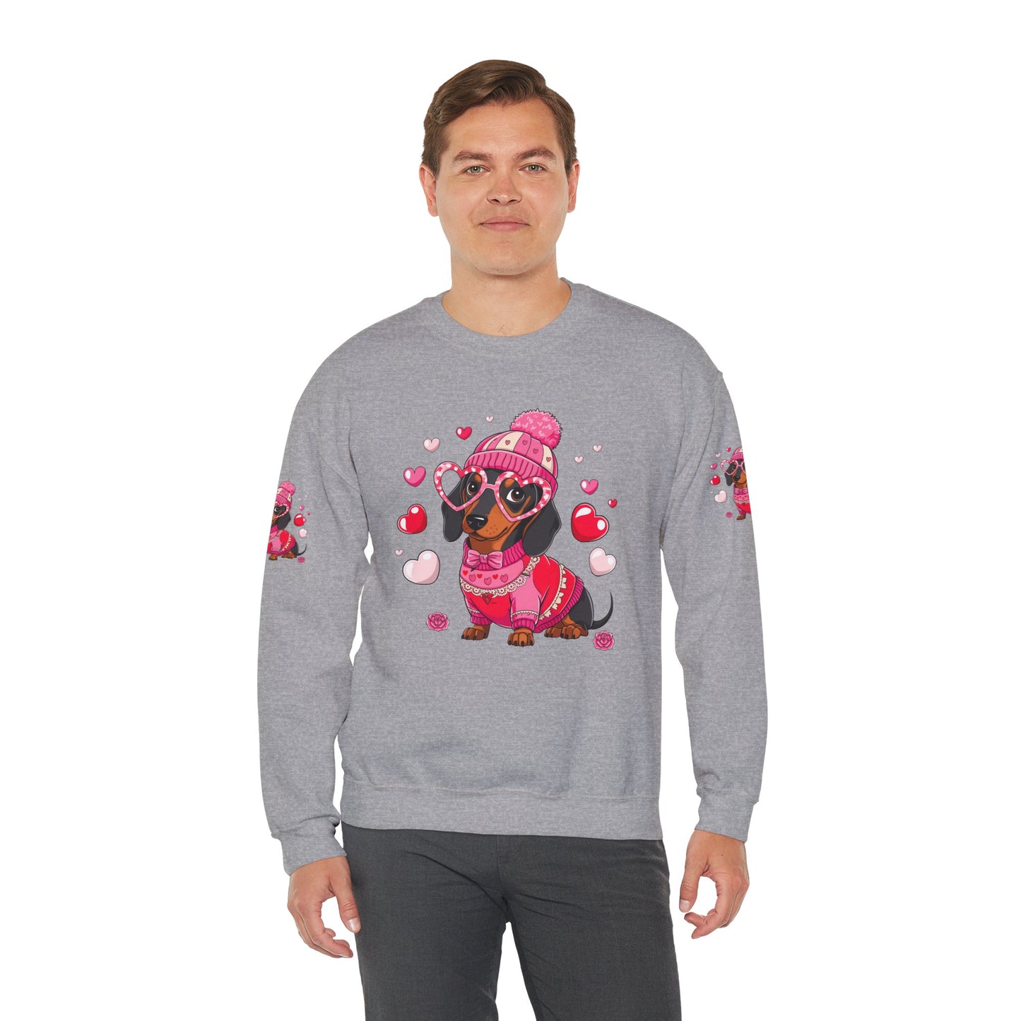 Princess Grace Cute Dachshund Love Sweatshirt Cozy Unisex Crewneck for Pet Lovers