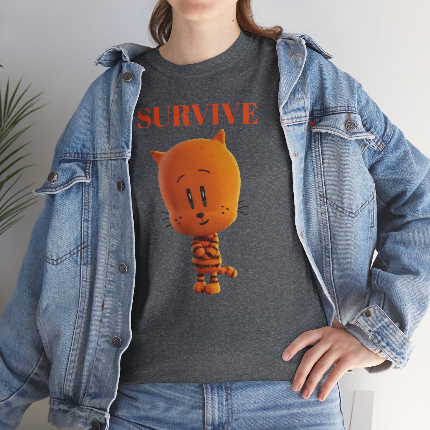 Princess Grace Survive Themed Unisex Heavy Cotton Tee Cute Cartoon Cat Design
