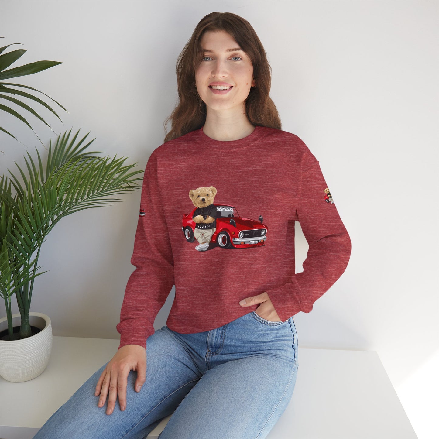 Princess Grace Cute Bear Vintage Car Sweatshirt Unisex Heavy Blend Crewneck
