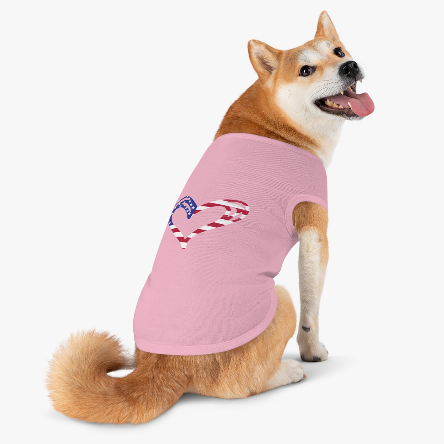 Princess Grace Patriotic Heart Pet Tank Top American Flag Design for Dogs & Cats