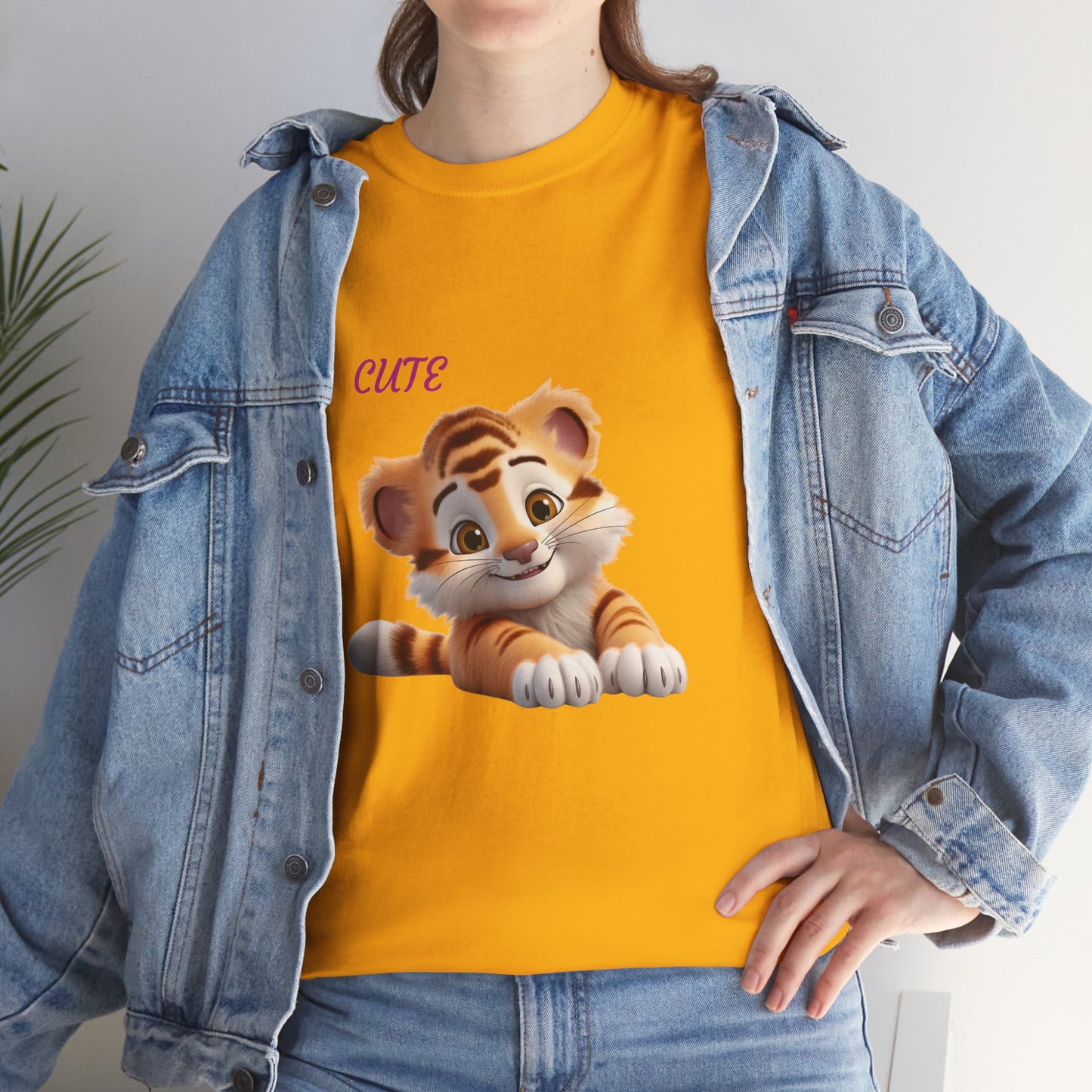Princess Grace Cute Tiger Graphic Tee Unisex Heavy Cotton T-Shirt for Animal Lovers