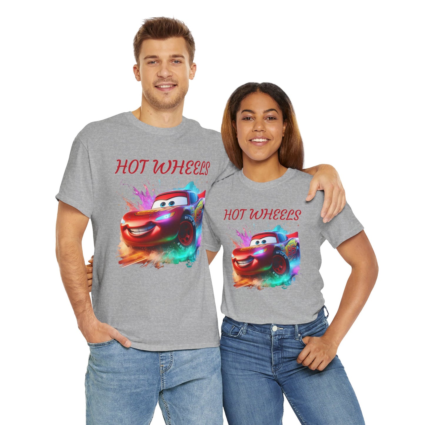 Princess Grace Hot Wheels Unisex Heavy Cotton Tee Fun Car Graphic T-Shirt for Kids and Adults