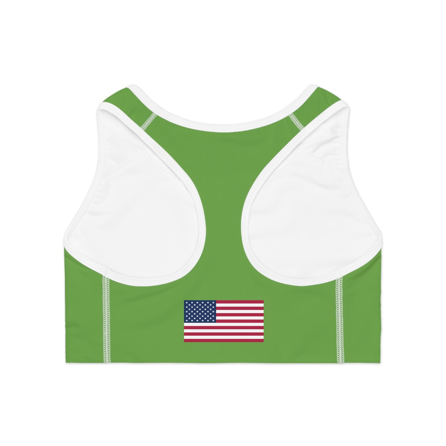 Princess Grace Patriotic Green Sports Bra with American Flag