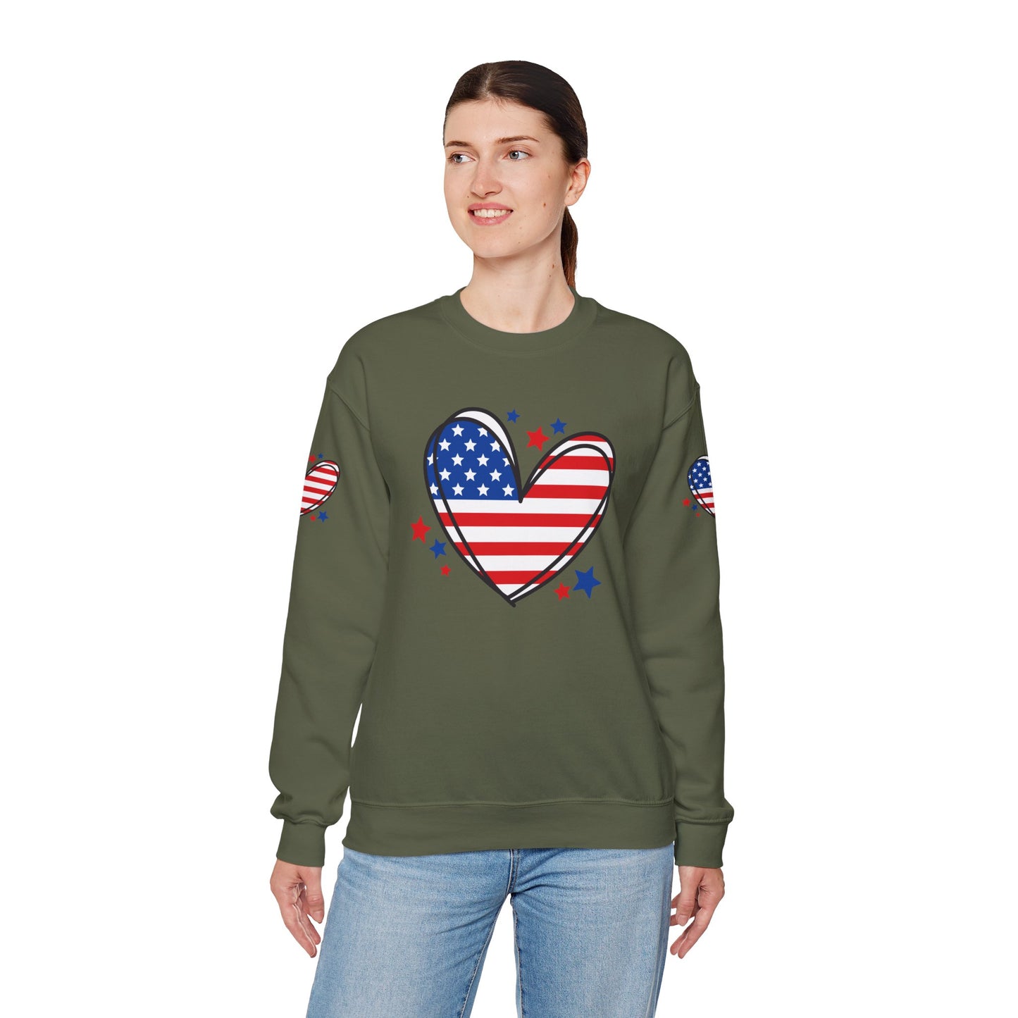 Princess Grace Patriotic Heart Crewneck Sweatshirt