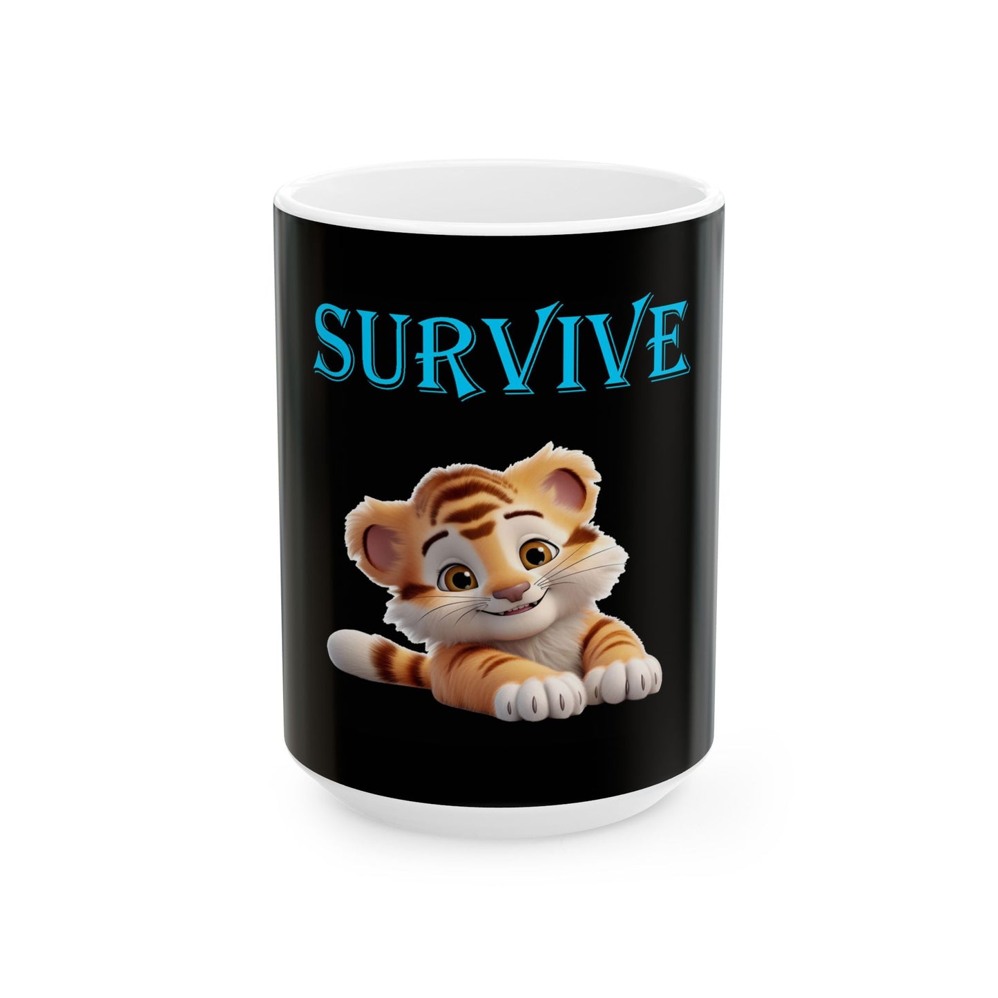 Pricess Grace Survive Cute Tiger Ceramic Mug Perfect for Animal Lovers
