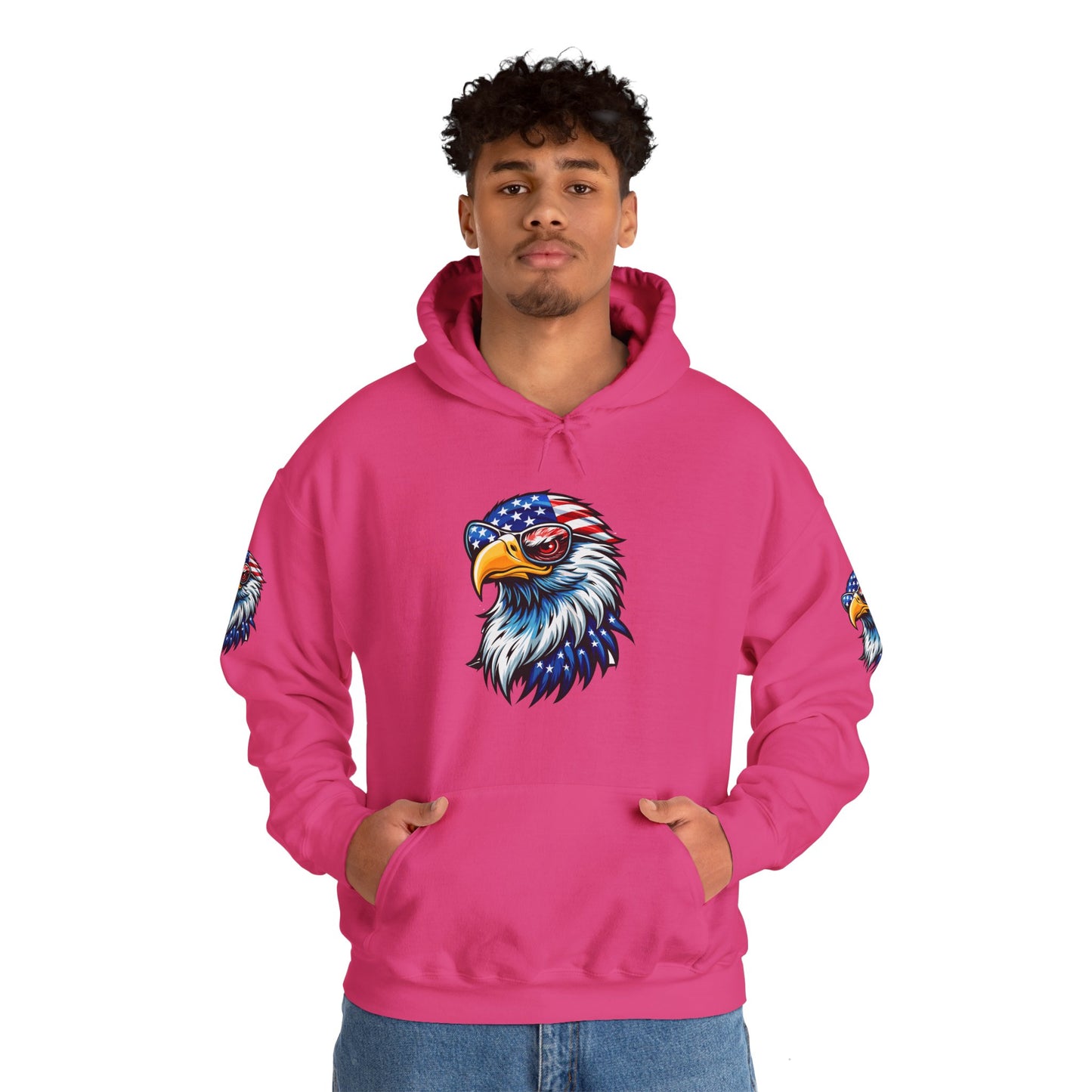 Princess Grace Patriotic Eagle Hoodie Unisex Heavy Blend Sweatshirt with USA Flag Design