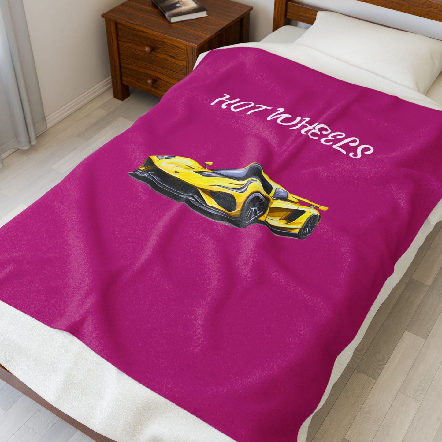 Princess Grace Hot Wheels Velveteen Plush Blanket for Car Lovers Cozy Throw for Kids and Adults