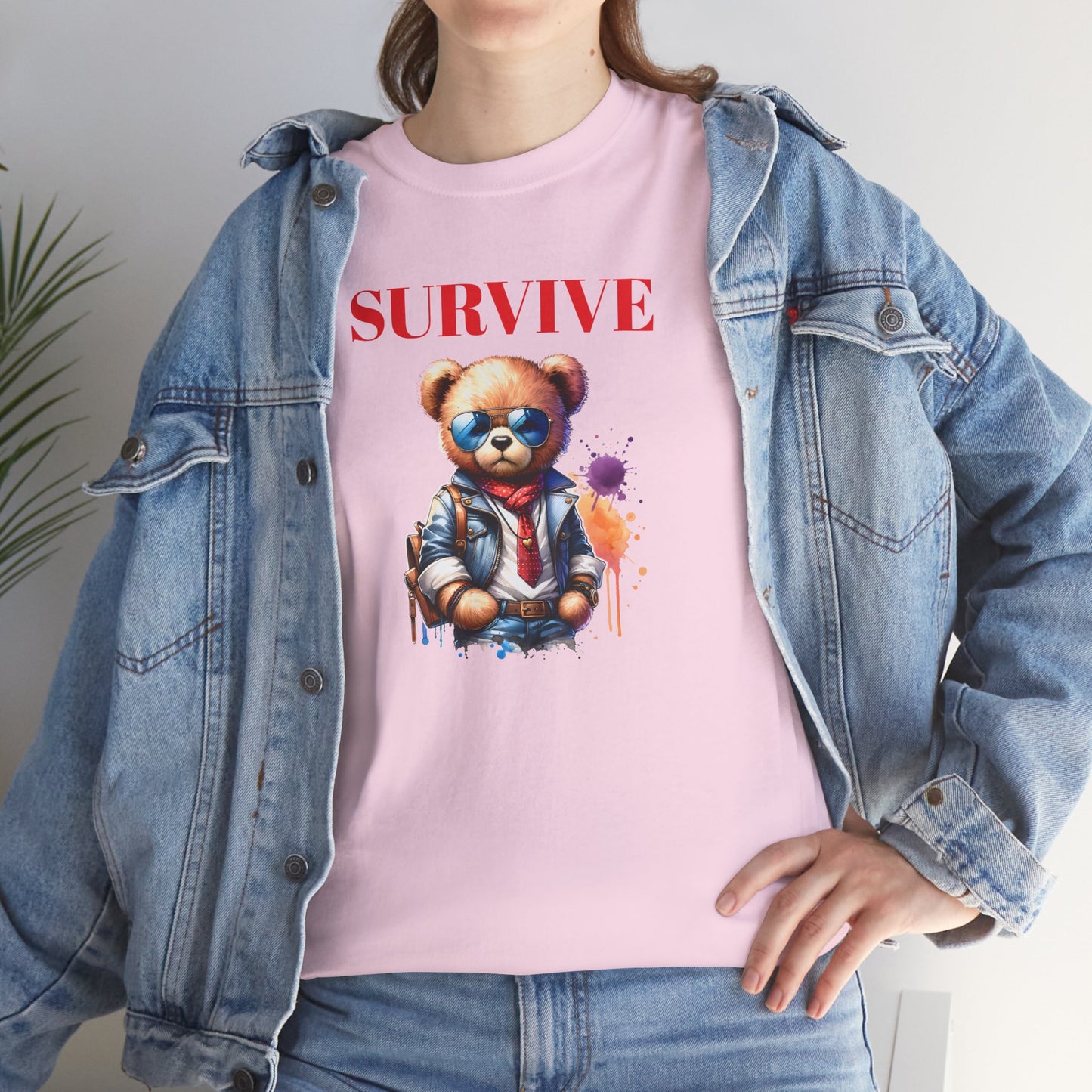Princess Grace Survive Bear Unisex Heavy Cotton Tee