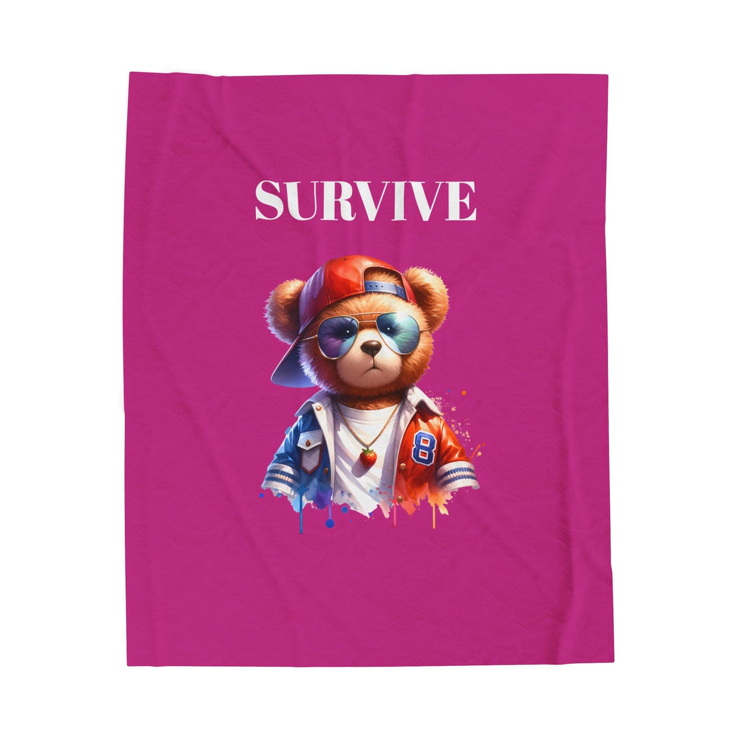 Princess Grace Survive Bear Design Velveteen Plush Blanket