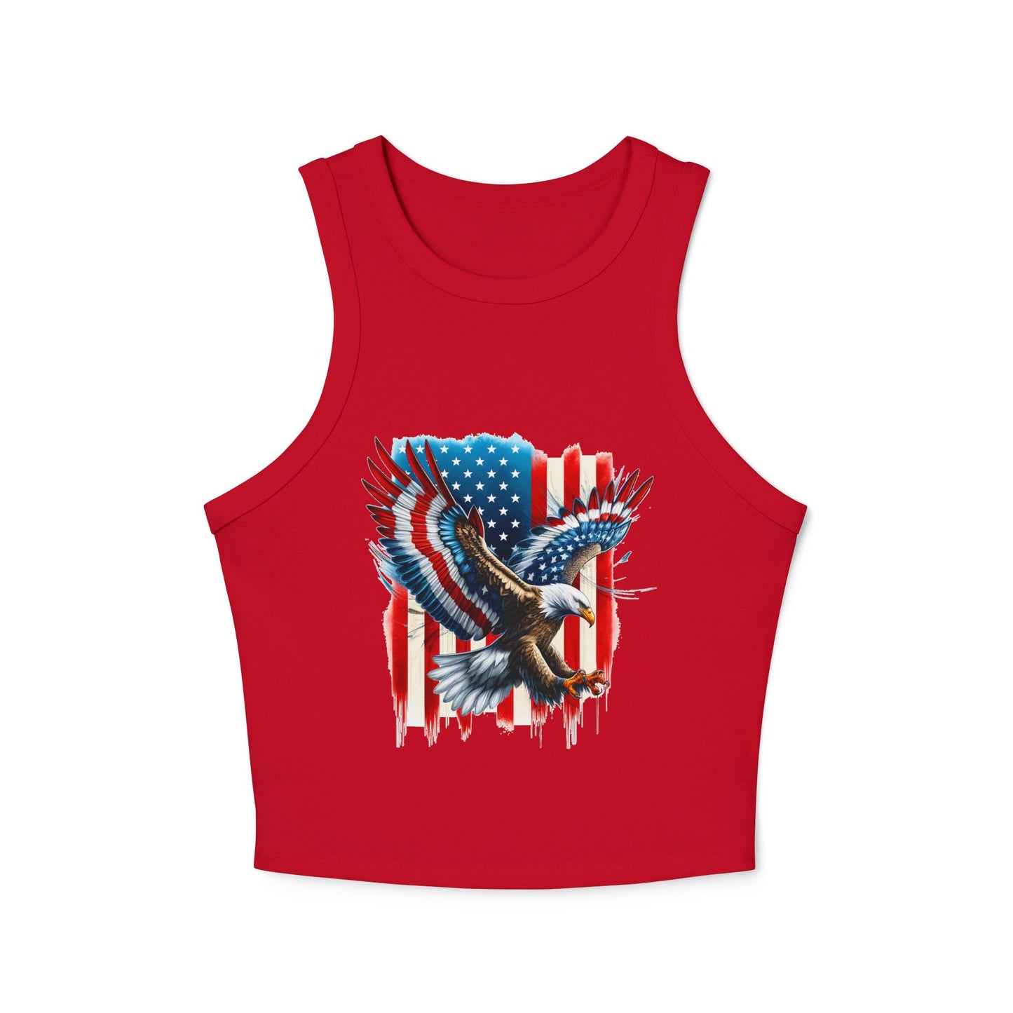 Princess Grace Patriotic Women's Micro Rib Racer Tank Top with Eagle & USA Design