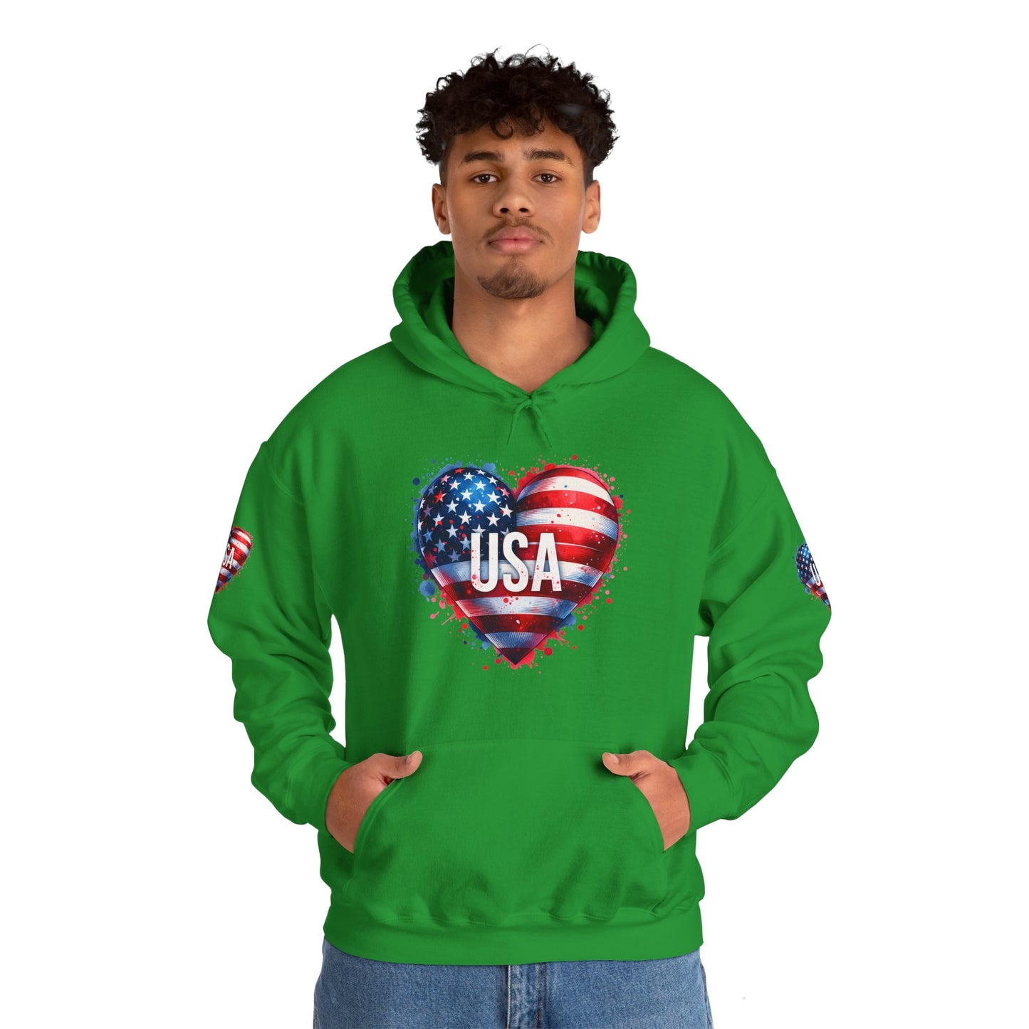 Princess Grace Patriotic Heart Hoodie for USA Lovers Unisex Heavy Blend