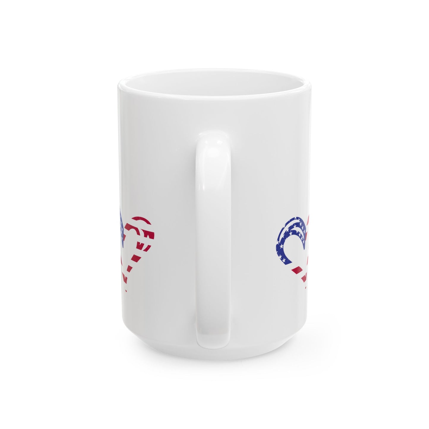 Princess Grace Patriotic Heart Ceramic Mug Perfect for Holidays & Everyday Use