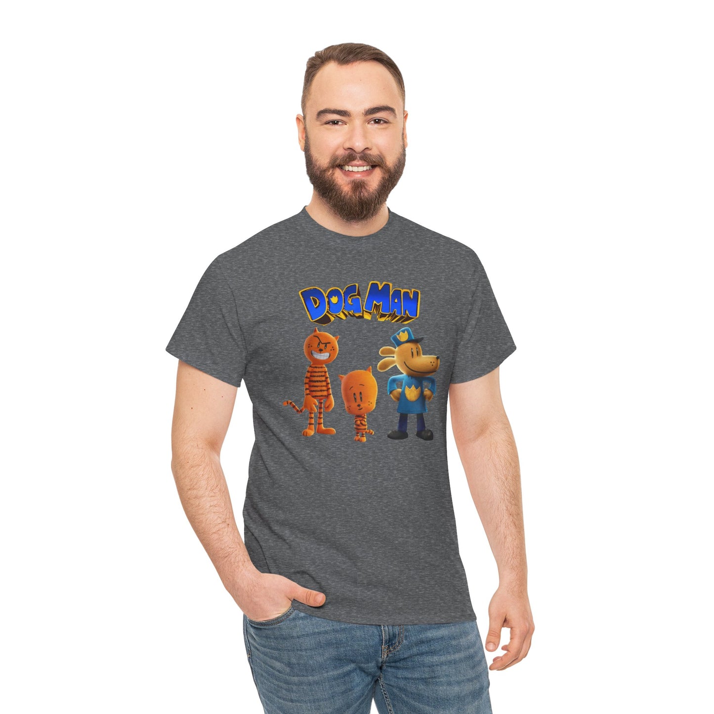 Princess Grace Dog Man Cartoon Unisex Heavy Cotton Tee Fun Graphic Tee for Kids and Fans