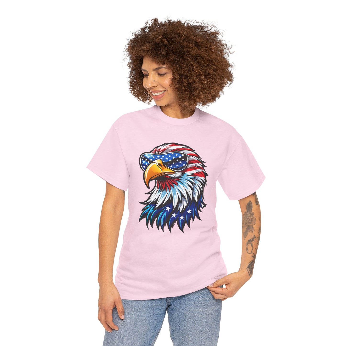 Princess Grace Patriotic Eagle Unisex Heavy Cotton Tee 4th of July Spirit