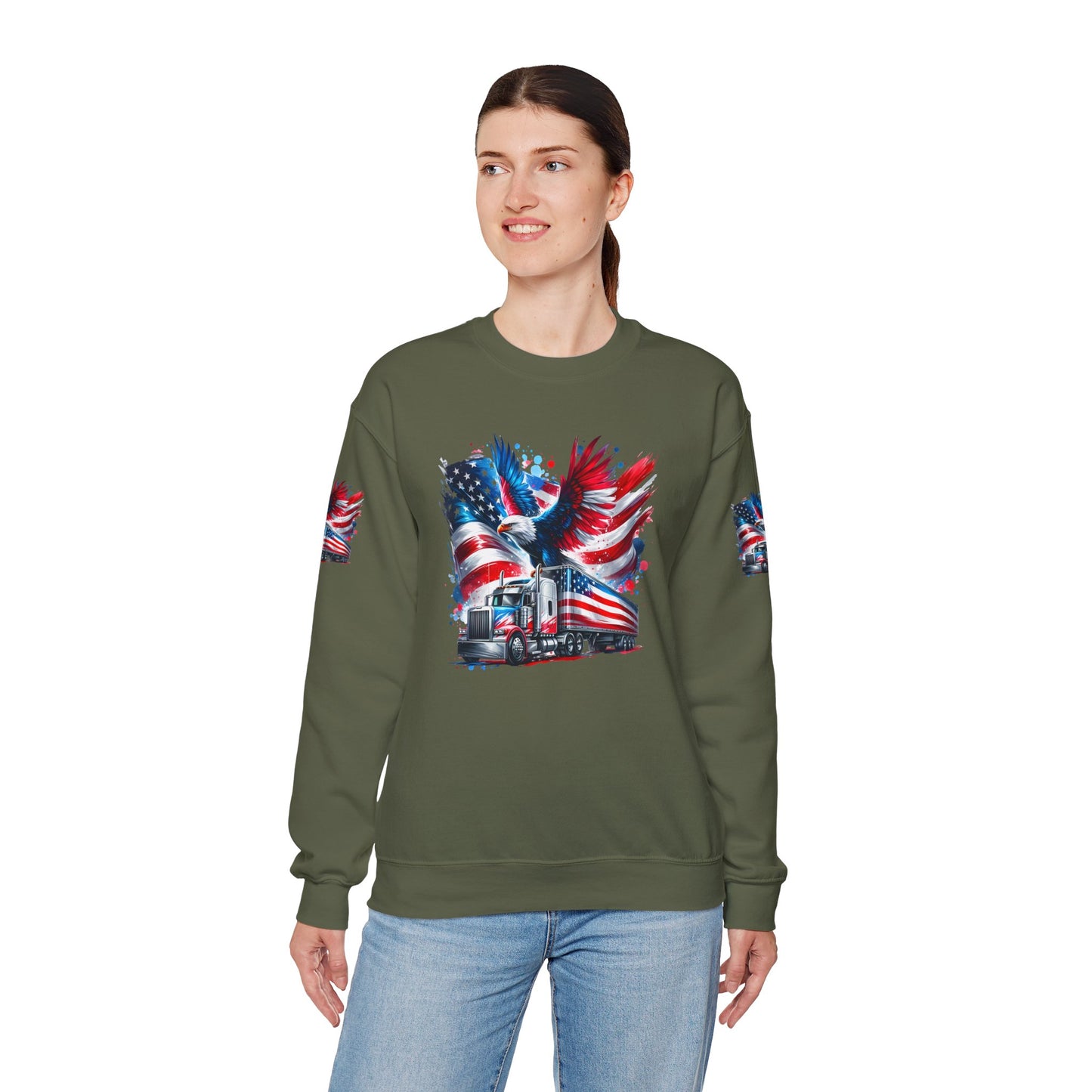 Princess Grace Patriotic Eagle Sweatshirt Unisex Heavy Blend Crewneck for Independence Day Veteran's Day & Everyday Comfort